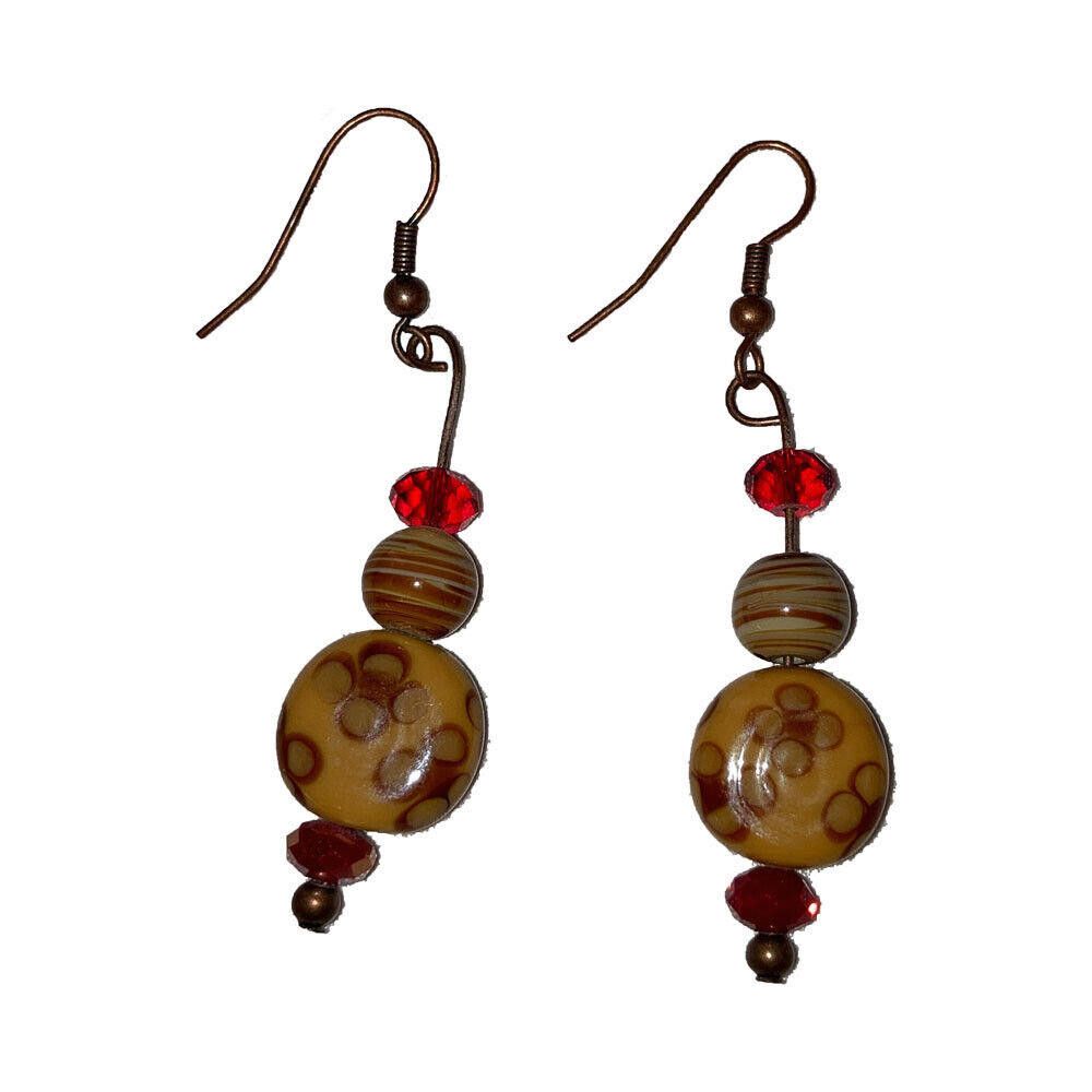 Designer Cat Bone Crystal Glass and Red Coral Bead Necklace Earring Size ONE SIZE - 3 Thumbnail