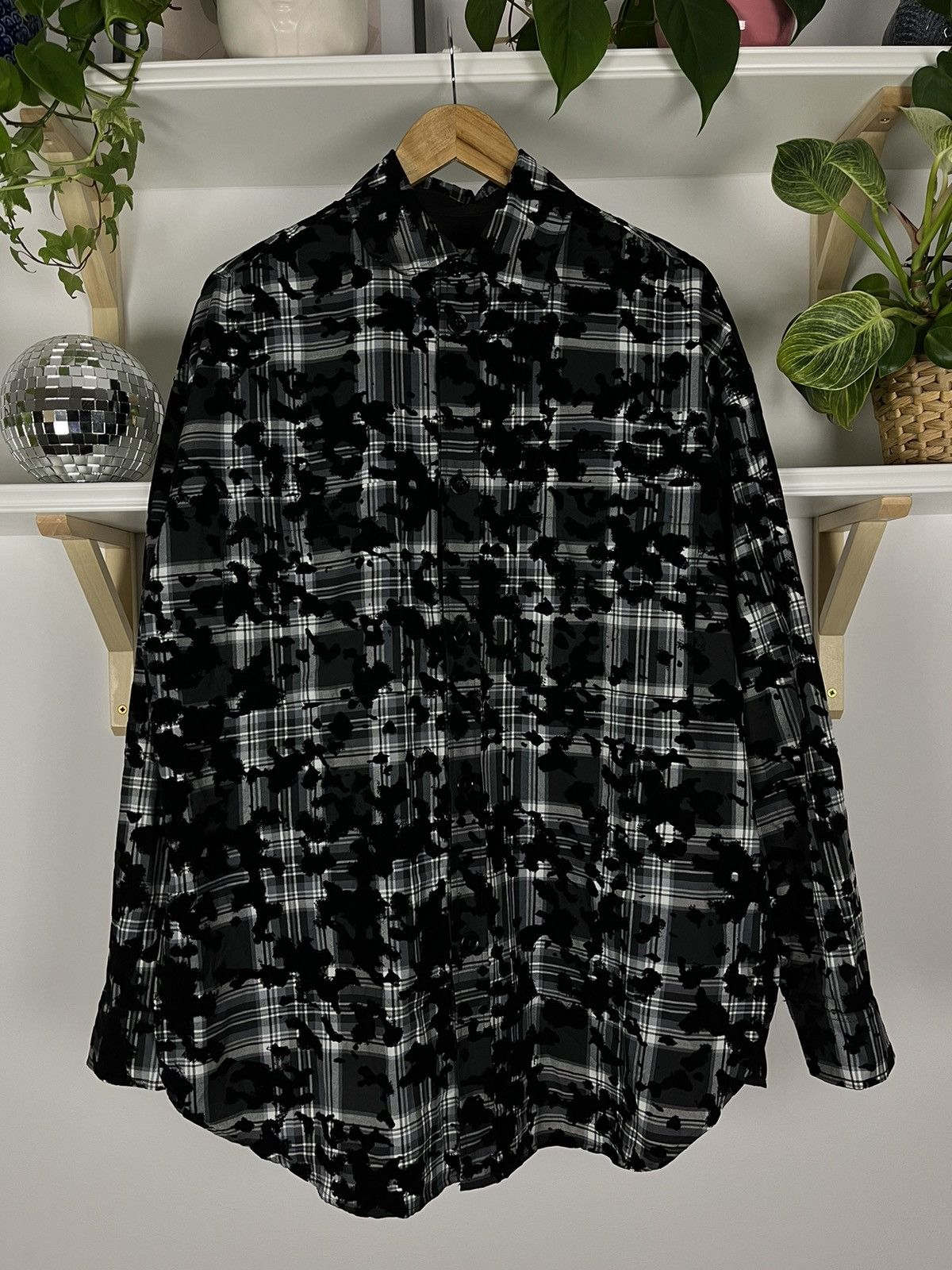 image of Faith Connexion Black/white Oversized Button Shirt, Men's (Size XL)