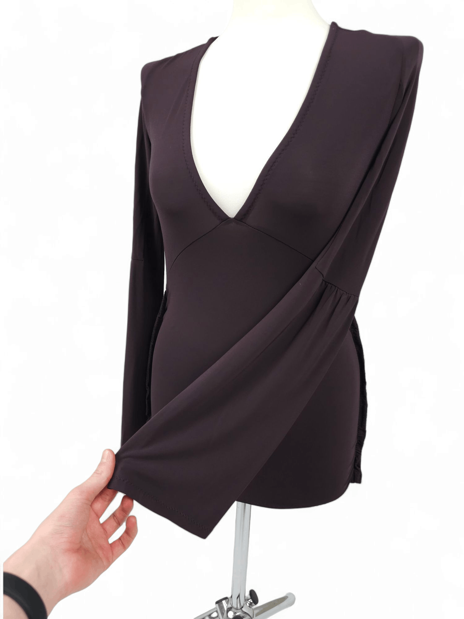Patrizia Pepe 💎 Patrizia Pepe Purple V-neck Top Blouse Violet Dark Size S / US 4 / IT 40 - 2 Thumbnail