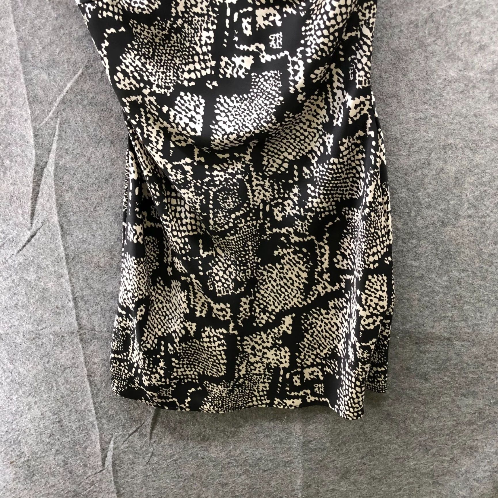 Zara VINTAGE? No. Zara Satin Slip Dress Womens S Black Cream Printed Mini Tie Strap Size S / US 4 / IT 40 - 4 Thumbnail
