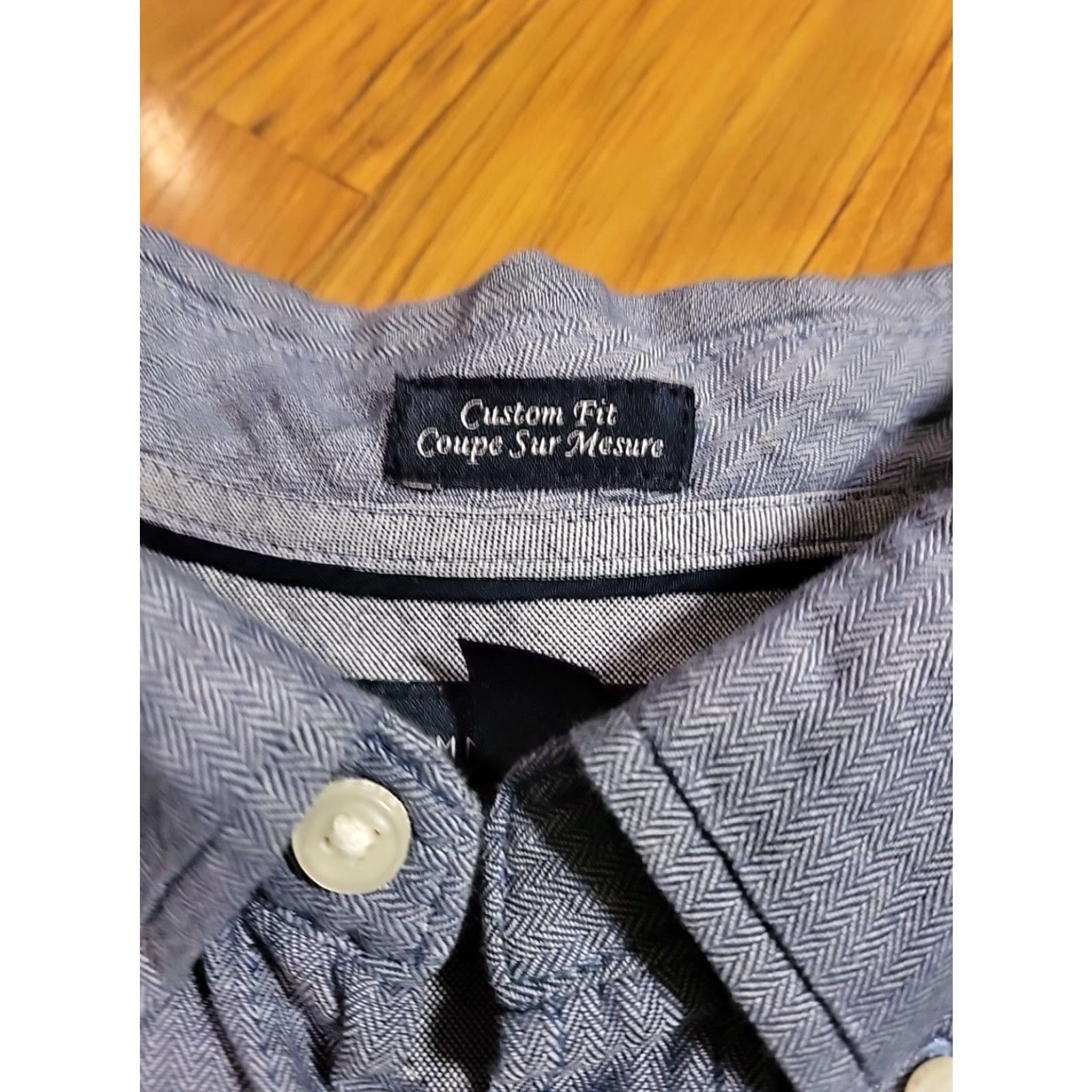 Tommy Hilfiger VINTAGE? No — skip. Title: Tommy Hilfiger Shirt 2XL Blue Cotton Button-Down Long Sleeve Herringbone Collared Classic Size US XXL / EU 58 / 5 - 3 Thumbnail