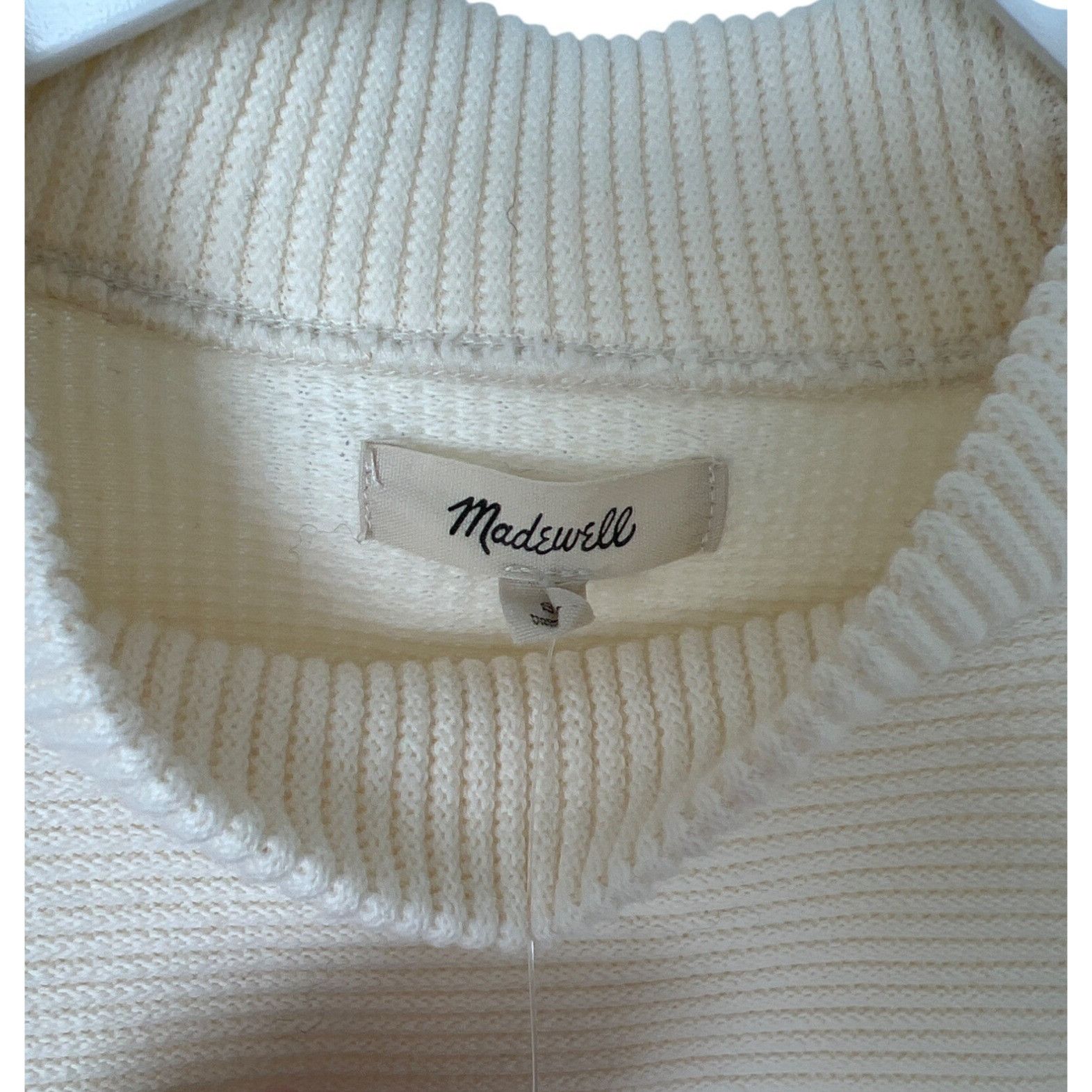 Madewell Madewell Ribbed Ivory Funnel Neck Sweater Size S / US 4 / IT 40 - 4 Thumbnail