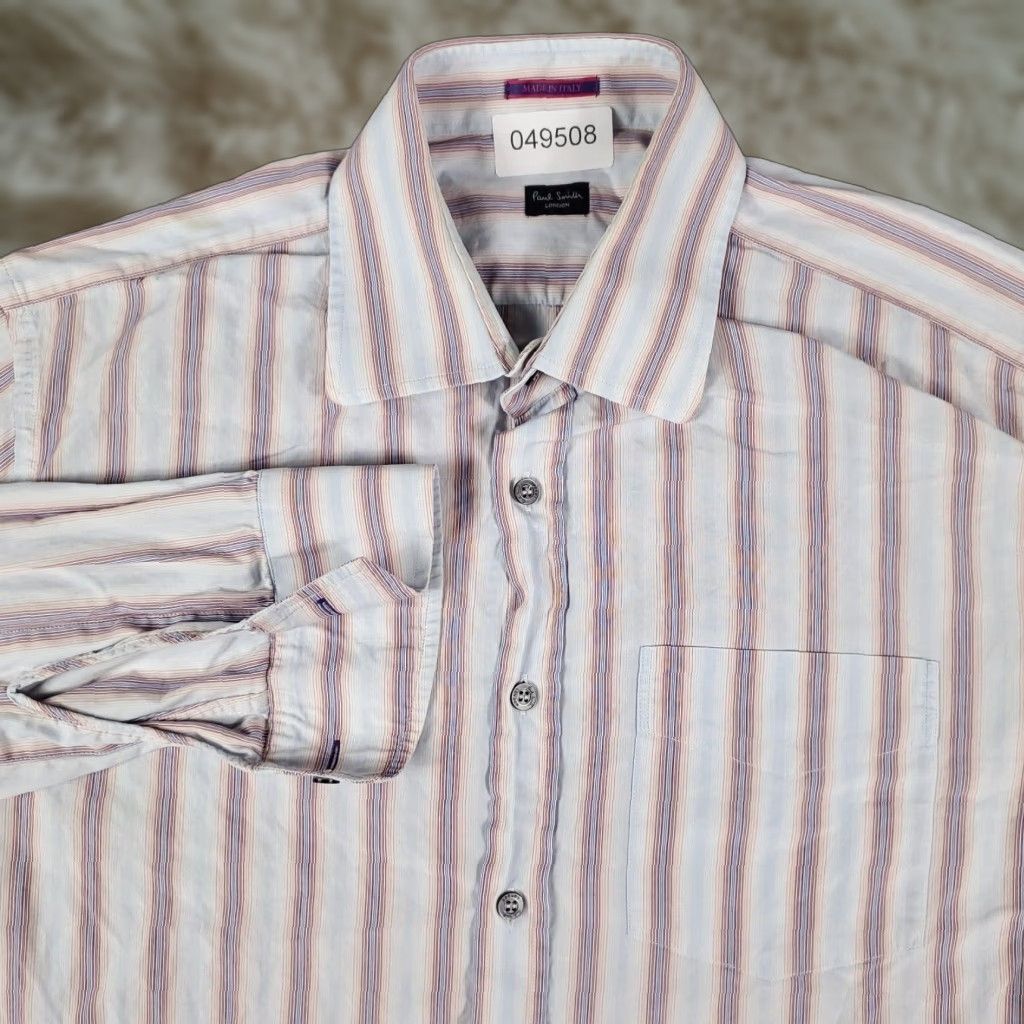 Paul Smith Paul Smith Shirt Mens 16.5 Blue Striped Dress Shirt Cotton Long Sleeve Button Mens Size 42R - 1 Thumbnail