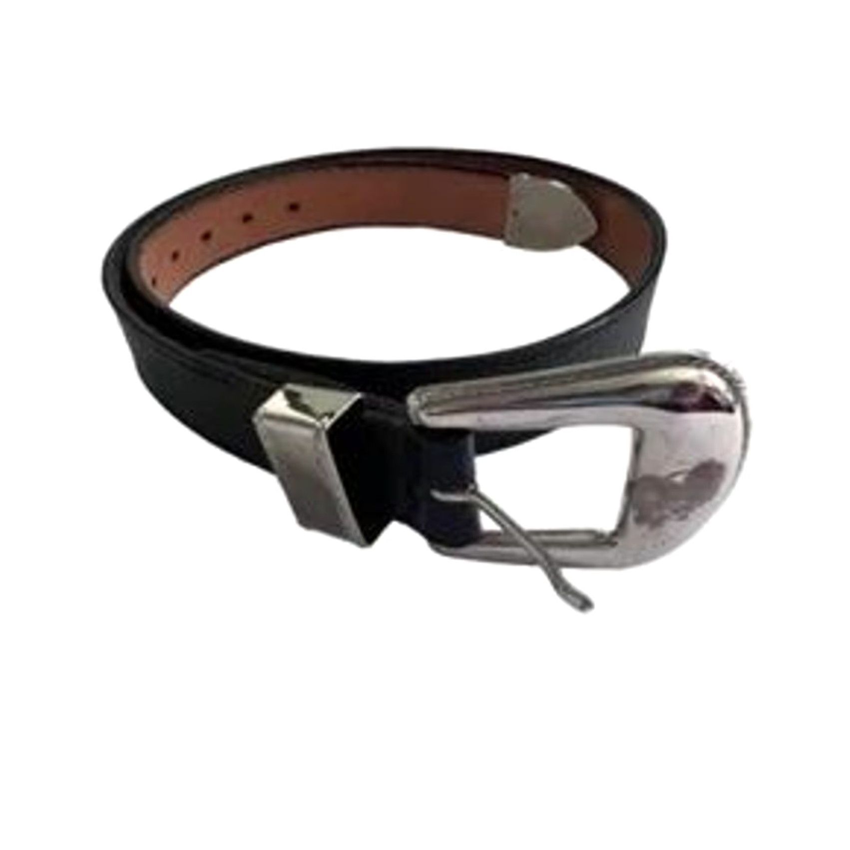 Medium Fred Coen Black Aqua Snakeskin Embossed Leather Western Belt Womens 36in VINTAGE Fred Coen Western Belt Womens Navy Blue Snakeskin  main image 3