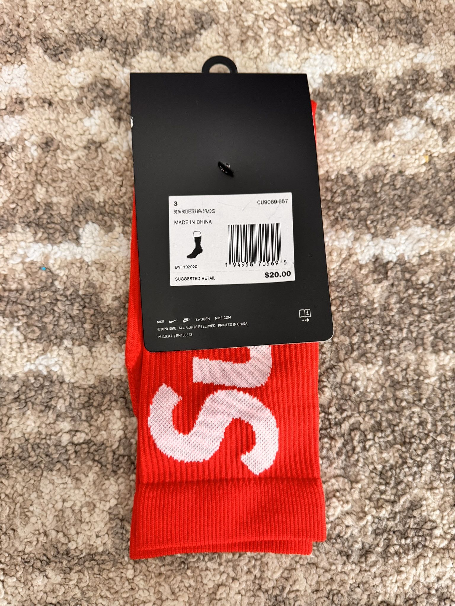 Supreme Nike Lightweight Crew Socks Red 5