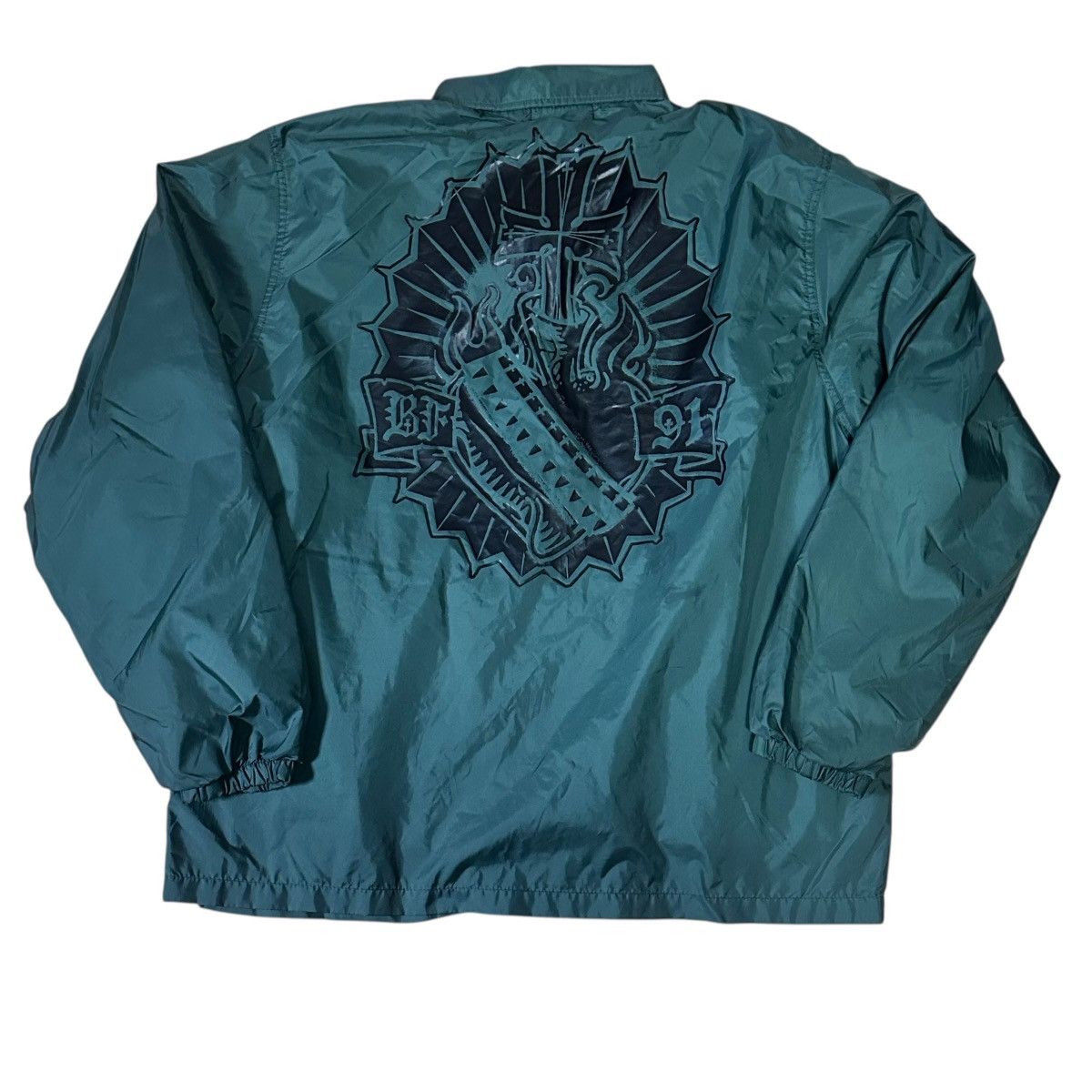 Vintage Rare Black Flys Vintage 90s Windbreaker Dark Green Jacket L Size US L / EU 52-54 / 3 - 2 Thumbnail
