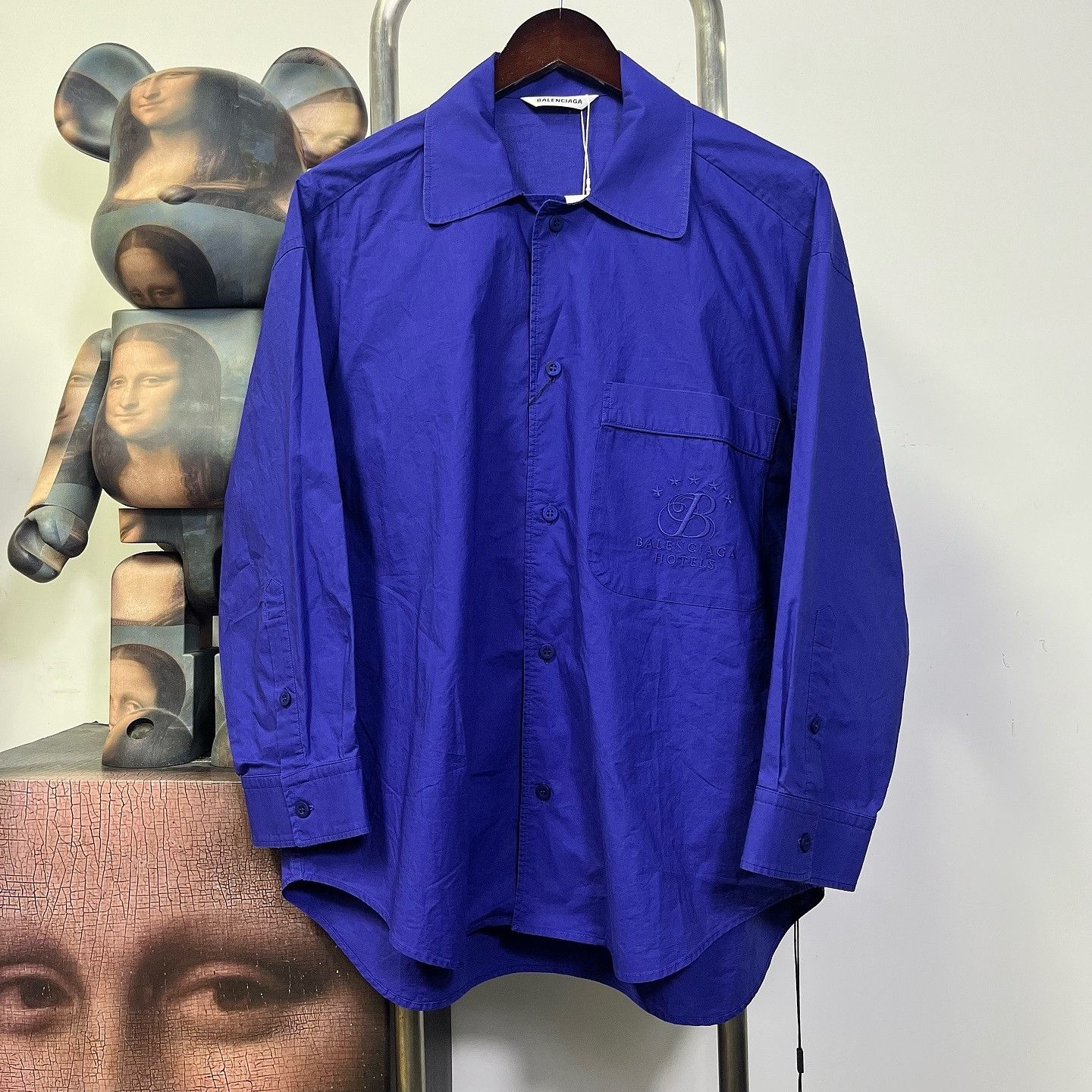 Balenciaga Balenciaga Logo Embroidered Blue Shirt Size 36 Size XS / US 0-2 / IT 36-38 - 1 Thumbnail