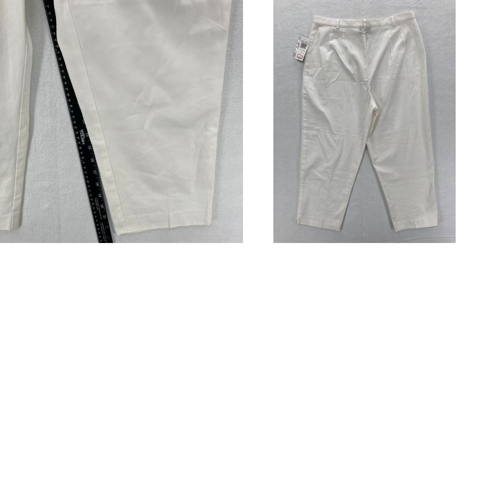 Vintage Rafaella Pants White Stretch Twill Straight Leg High Rise 10 NWT Womens Dress Pants Regular Inseam 23 in Size 32" / US 10 / IT 46 - 8 Thumbnail