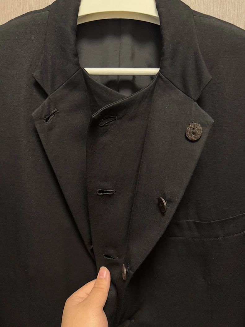 Yohji Yamamoto Yohji Yamamoto size 2 07 SS double collar suit with leathe Size 36S - 5 Thumbnail