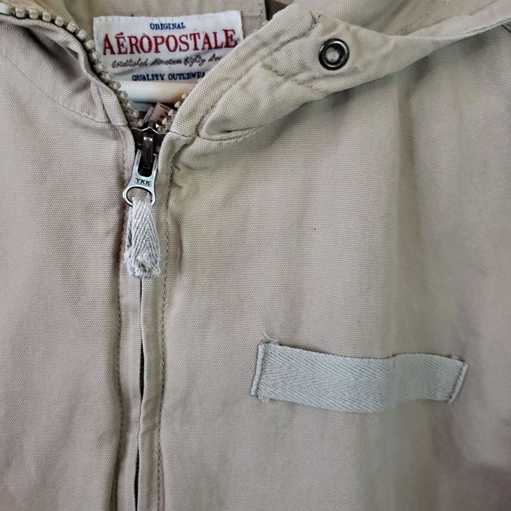 Vintage Aéropostale Men's L Beige Full Zip Canvas Jacket Outdoor Coat Unlined Size US L / EU 52-54 / 3 - 4 Thumbnail