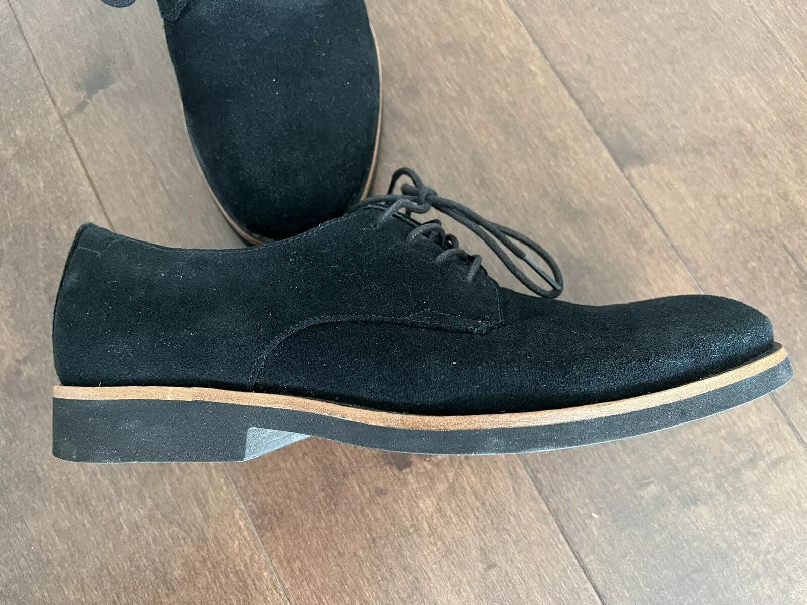 Calvin Klein Faustino Black Oily Suede Oxfords Size US 9.5 / EU 42-43 - 5 Thumbnail