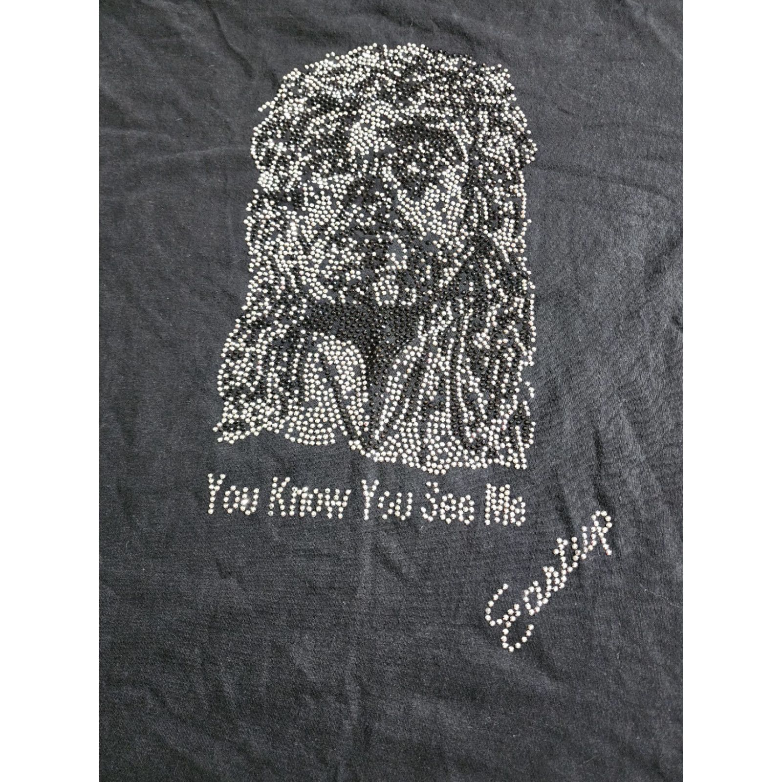 Etro Retro ZEEP Rhinestone Jesus Spiritual T-Shirt Mens XL Black Cotton Short Sleeve Crew Neck Size US XL / EU 56 / 4 - 4 Thumbnail