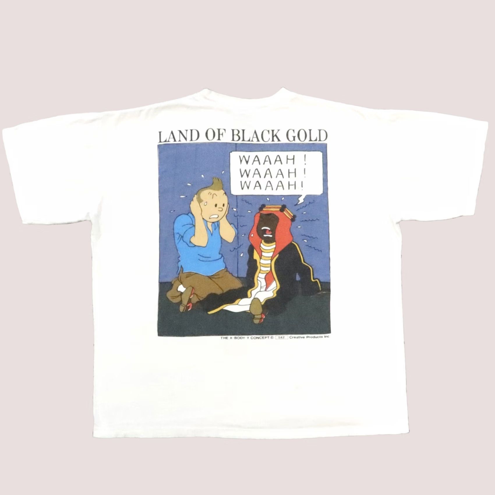 Vintage Vintage Adventures of Tin Tin Land of Black Gold TShirt XL White - Nike Shirt Style? Size US XL / EU 56 / 4 - 1 Thumbnail