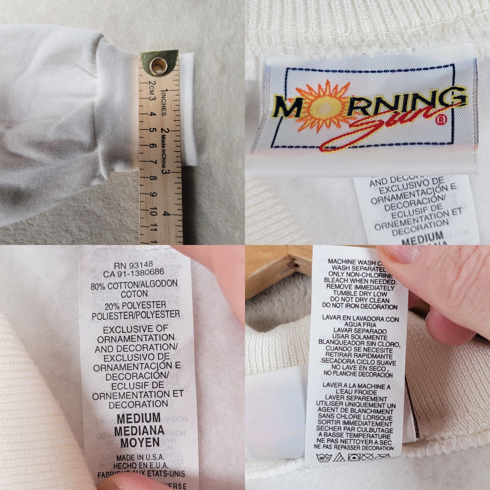 Vintage VINTAGE Morning Sun Sweatshirt Winter 90's All Over Waterfalls &Trees White M Womens USA Shirt Size M / US 6-8 / IT 42-44 - 9 Thumbnail