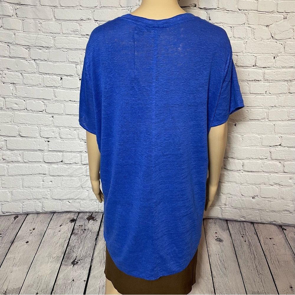 Elie Tahari NWT New Tahari Linen V-Neck Blue Top Size 2X Size XXL / US 16-18 / IT 52-54 - 4 Thumbnail