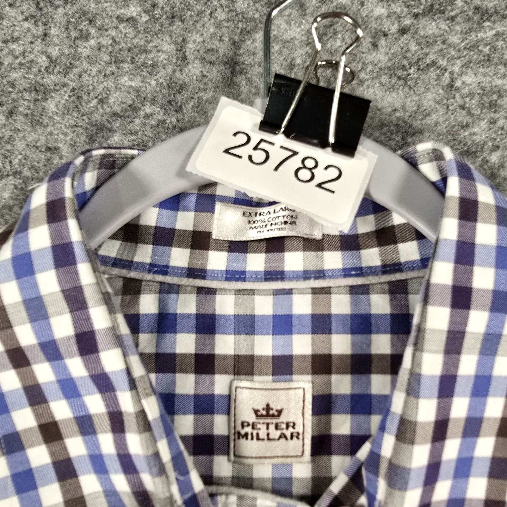 Peter Millar Peter Millar Shirt Mens XL Button-Up Blue Purple Gray Check Gingham Plaid Size US XL / EU 56 / 4 - 7 Thumbnail