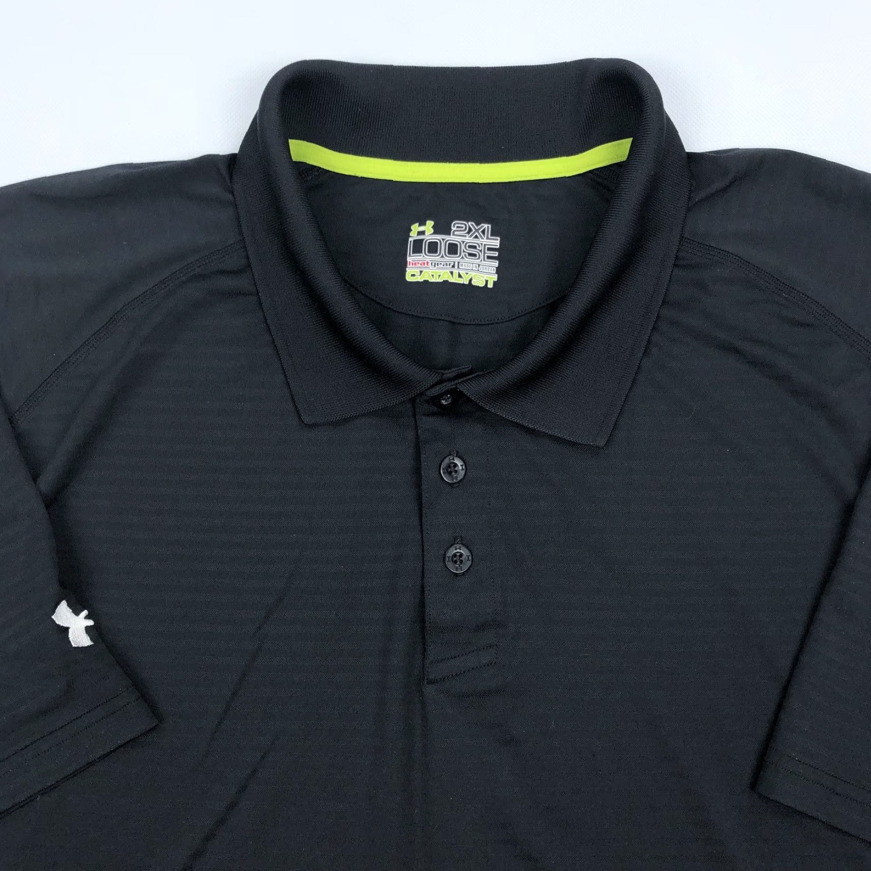 Under Armour Under Armour Polo Shirt 2XL Black Stripe HeatGear Catalyst Performance Golf Shirt Mens Short Sleeve Size US XXL / EU 58 / 5 - 2 Thumbnail