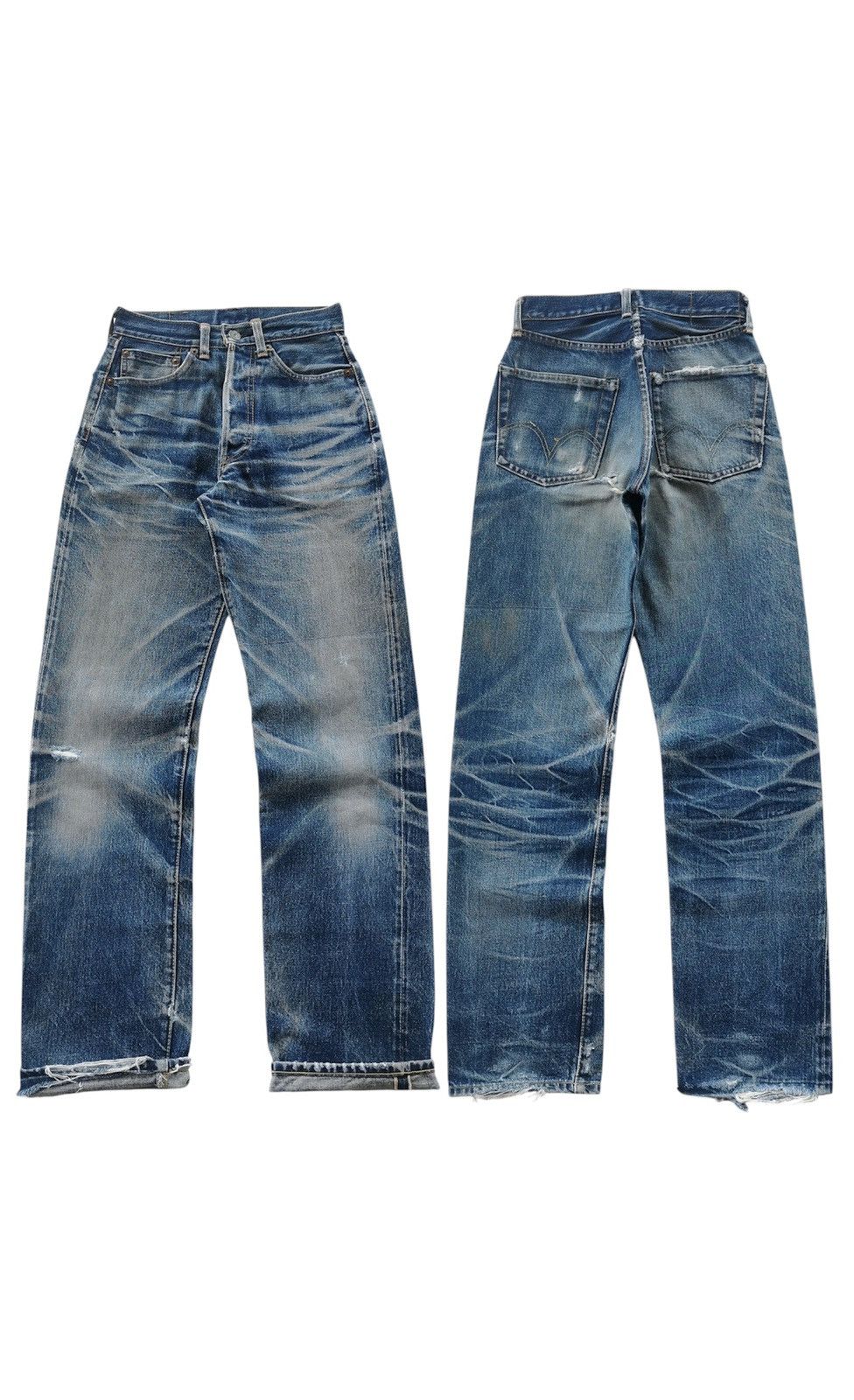 Sugar Cane Selvedge Distressed Faded Denim Jeans