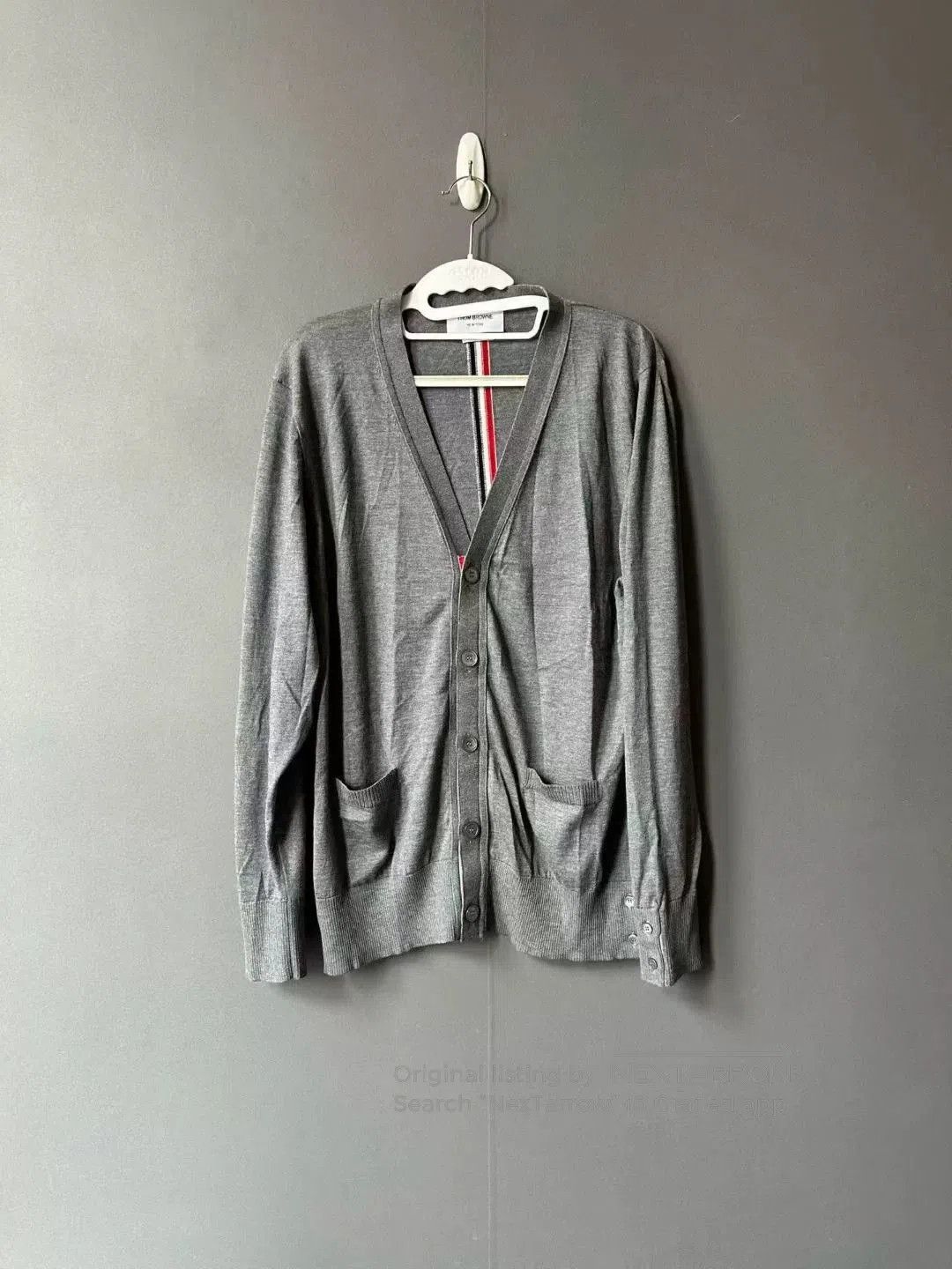 thom browne gray striped wool cardigan.