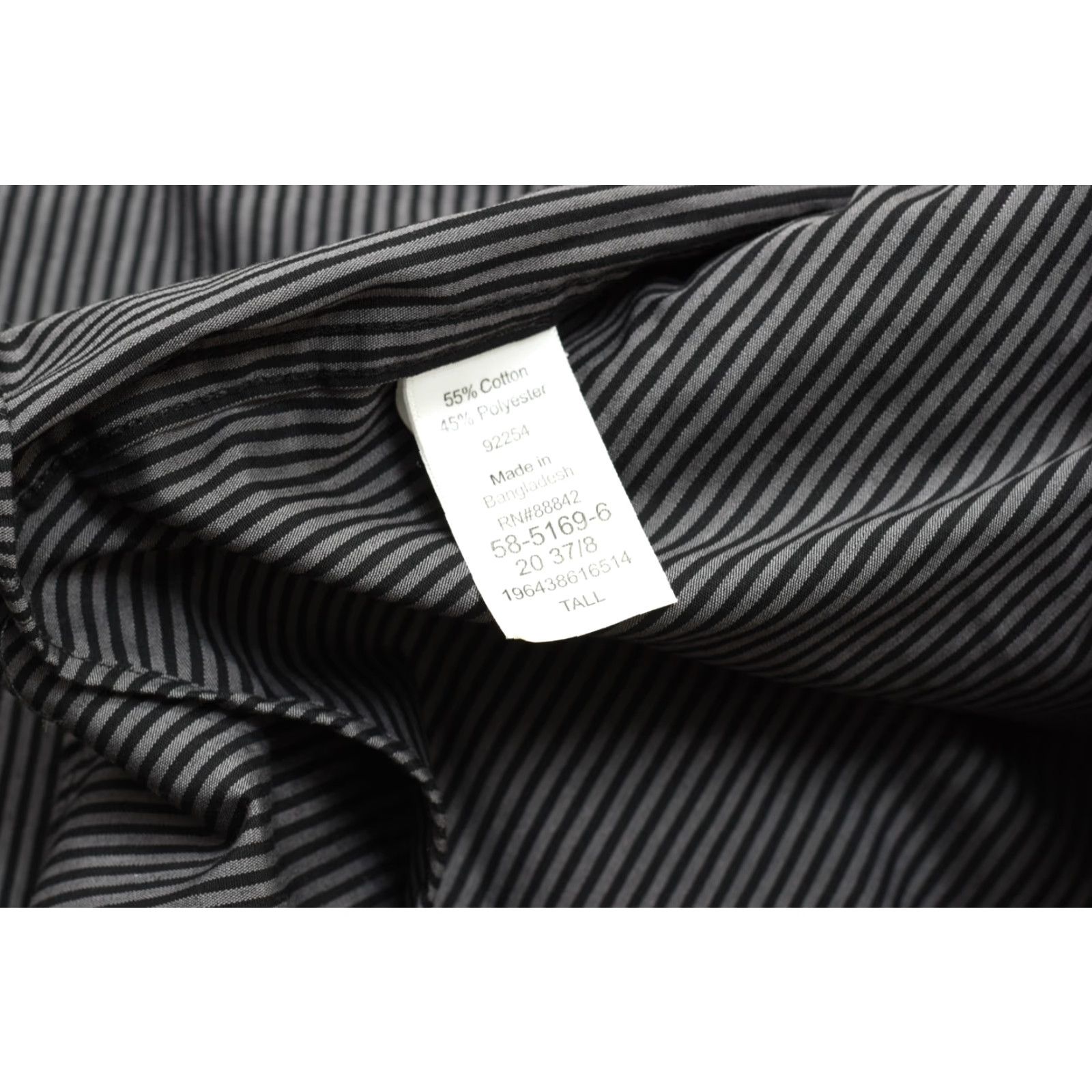 Vintage KSS Signature Shirt Men 20 37/8 Tall Button-Down Black Gray Striped Cotton Blend Dress Shirt Mens Big & Tall Size US XXL / EU 58 / 5 - 6 Thumbnail