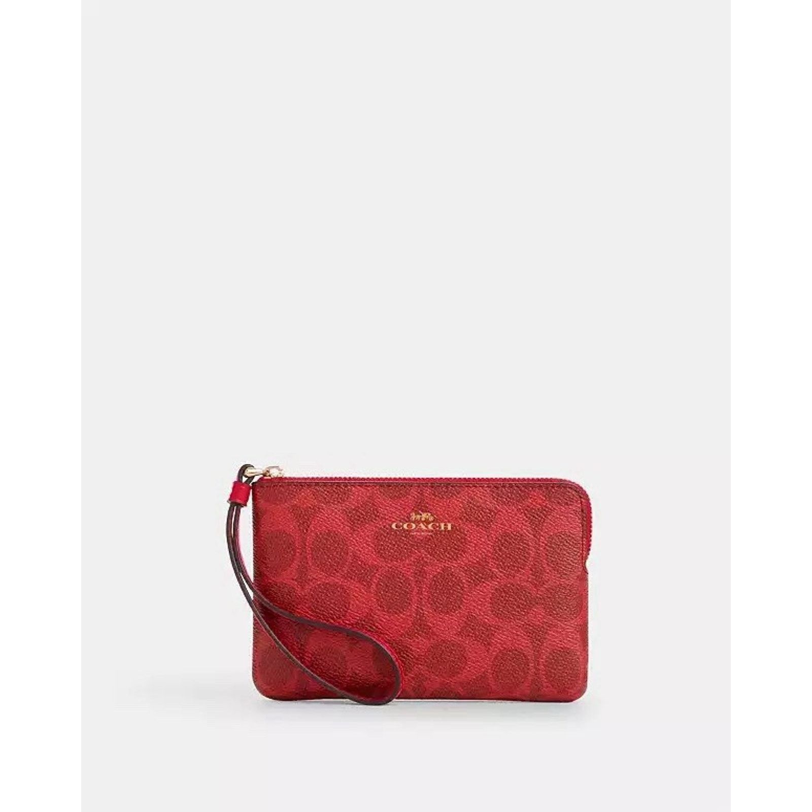 Coach NWT Coach CAQ75 Corner Zip Wristlet In Gold/Bold Red Size ONE SIZE - 4 Thumbnail