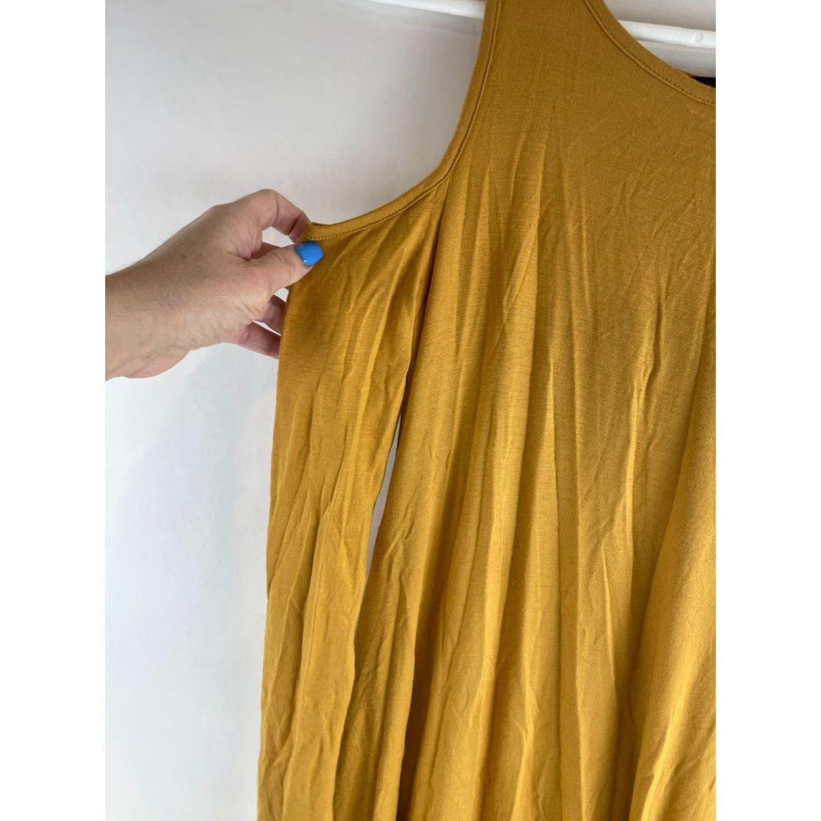 Vintage Iliad USA Dress Women XS Mustard Knee Length Cold Shoulder Long Sleeve Size XS / US 0-2 / IT 36-38 - 3 Thumbnail