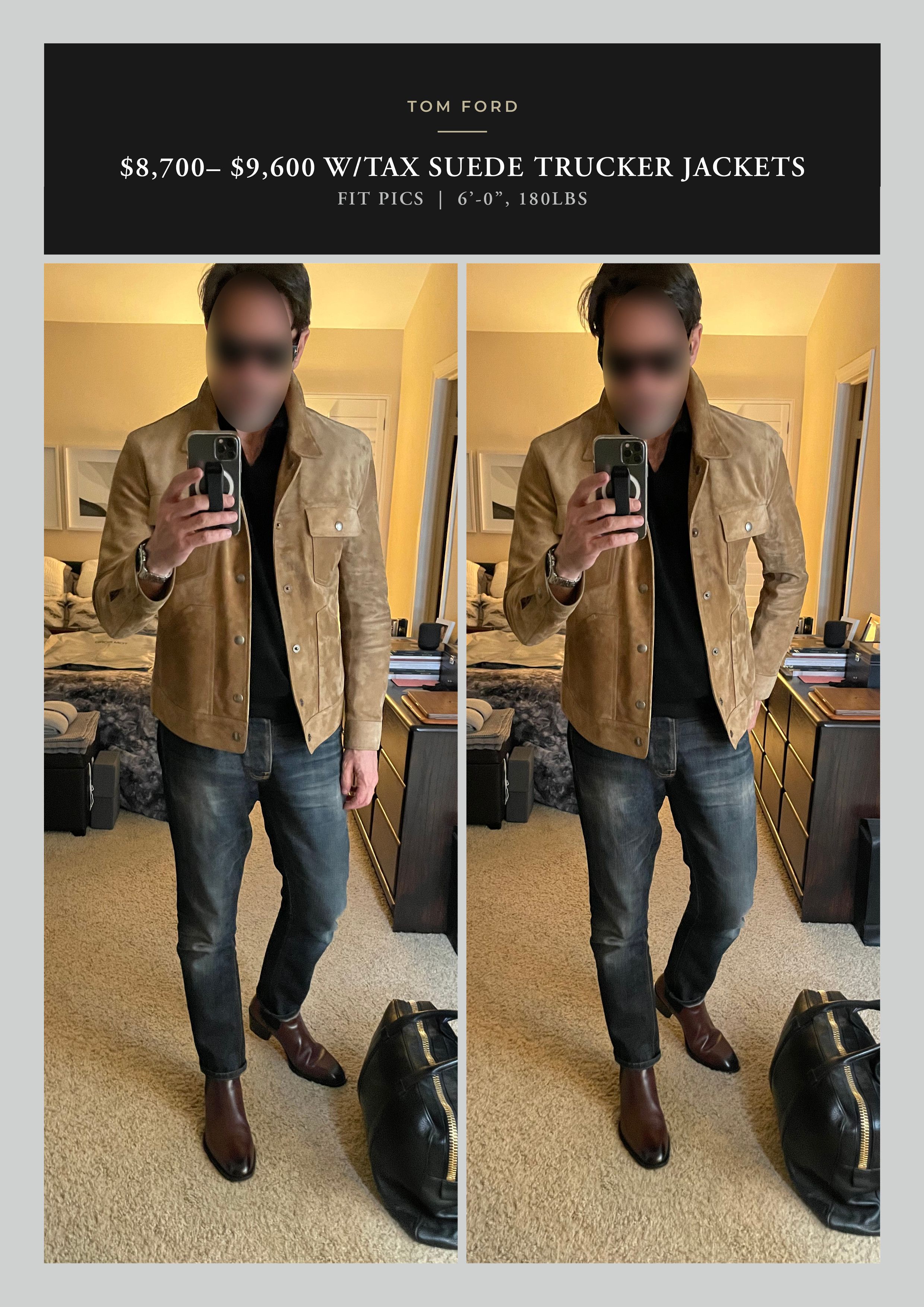 Tom Ford A-List Fave Coveted New $8,700 w/tax TOM FORD Suede Trucker Size US L / EU 52-54 / 3 - 1 Thumbnail