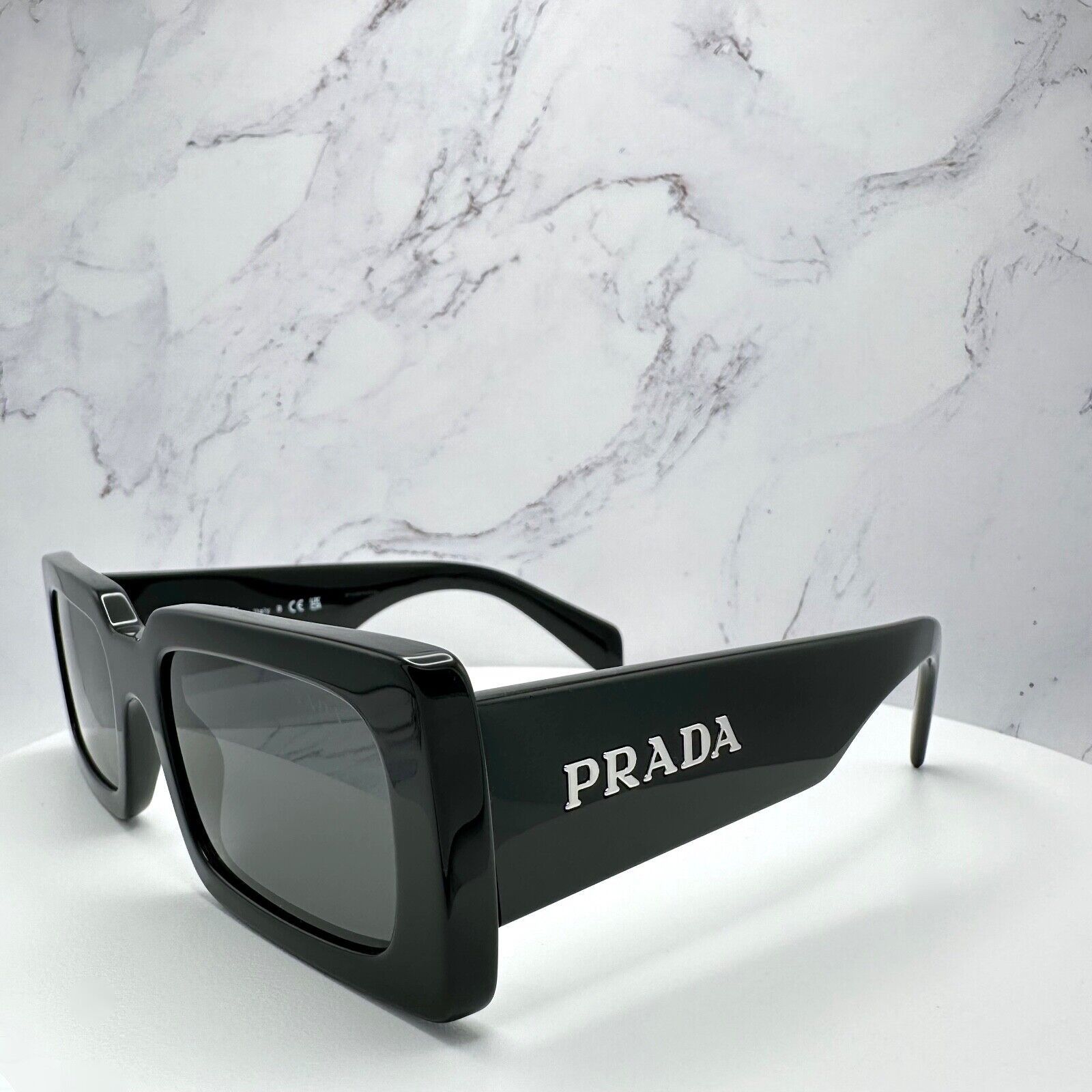Prada New Prada Sunglasses Black Acetate Rectangle Size ONE SIZE - 6 Thumbnail