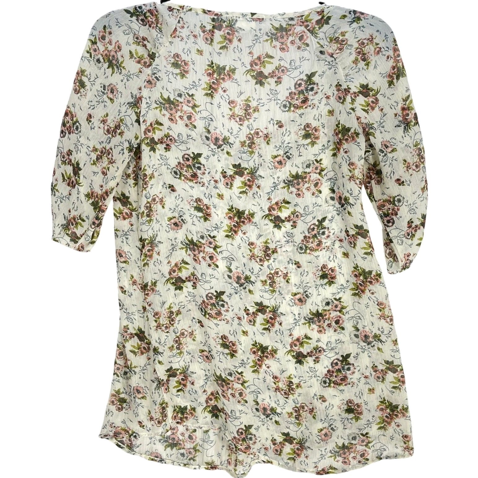 Vintage Love Squared Blouse Shirt Women S Pink Floral Scoop Neck Cottagecore Prairie Bohemian Coquette Garden 60s 70s Size S / US 4 / IT 40 - 3 Thumbnail