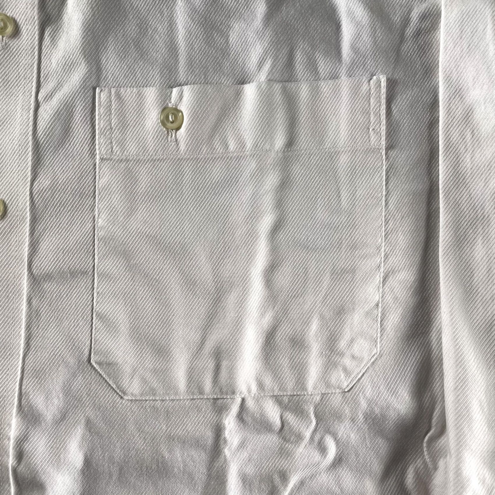 Eton VINTAGE Eton Shirt Mens Large White Twill Long Sleeve Dress Button Front Chest Pocket Size 42R - 3 Thumbnail