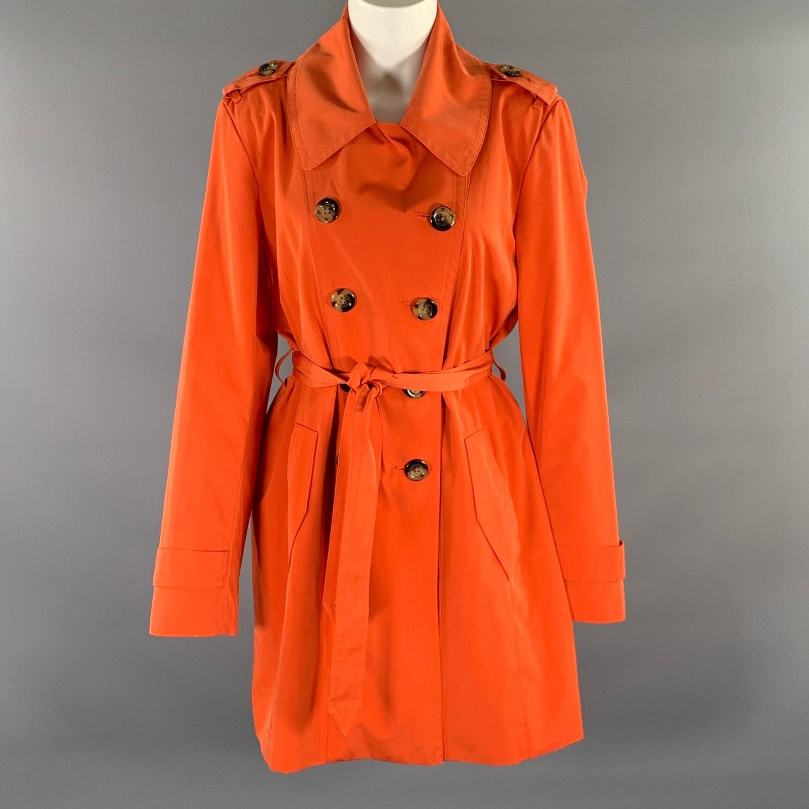 London Fog LONDON FOG L Orange Polyester Double Breasted Trench Coat Size L / US 10 / IT 46 - 1 Thumbnail