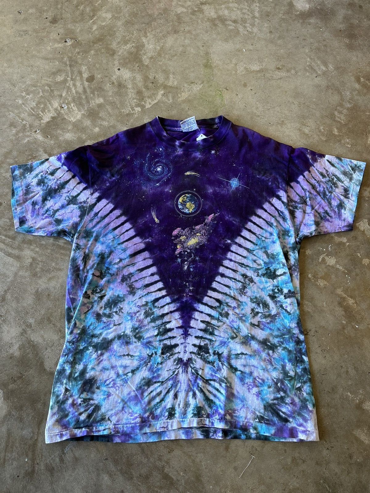 image of 90's Liquid Blue Space Tye Dye Shirt Size Large, Men's