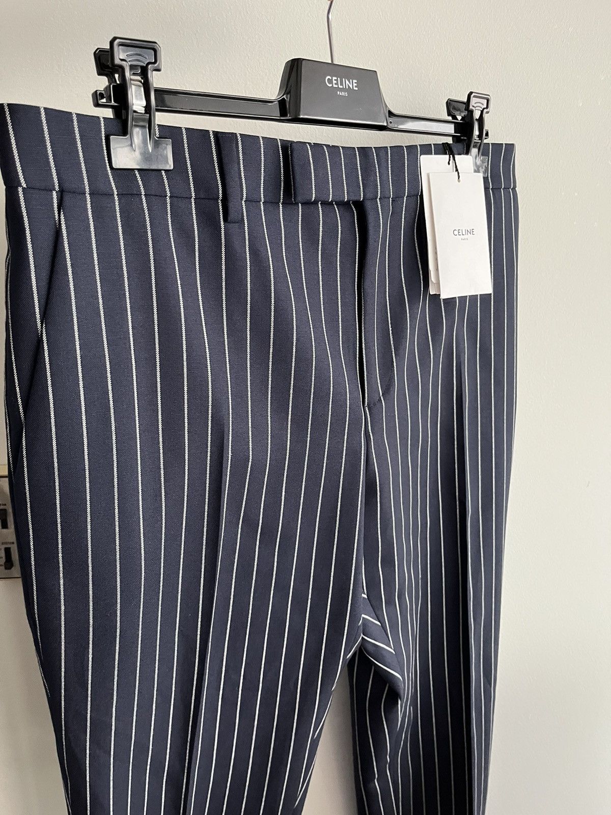 Celine × Hedi Slimane Rare Super Runway Brand New Celine by Hedi Wool Striped Pant Size US 34 / EU 50 - 24 Thumbnail