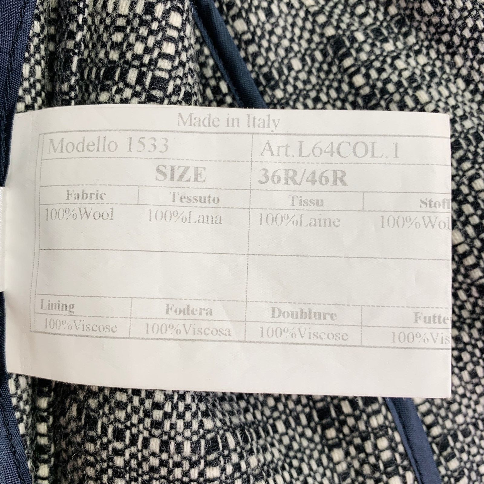 Paul Smith Size 36 Black White Woven Wool Notch Lapel Sport Coat Size 36R - 9 Thumbnail