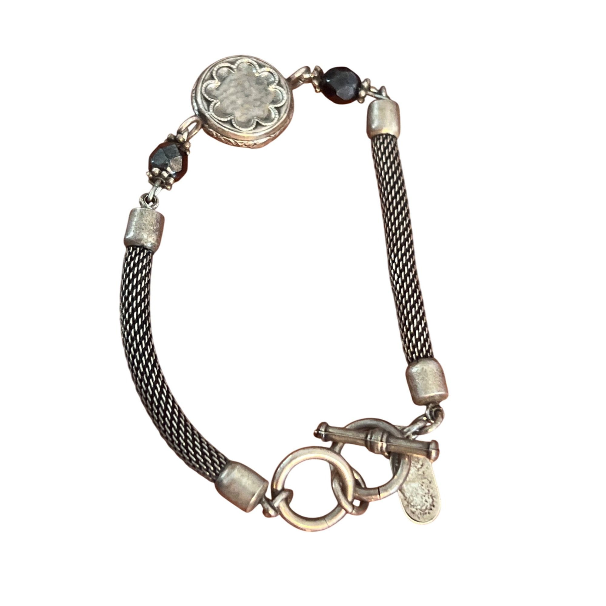 Other Vintage GB Collection Sterling Silver Bracelet Mesh Black Gl Size ONE SIZE - 4 Thumbnail