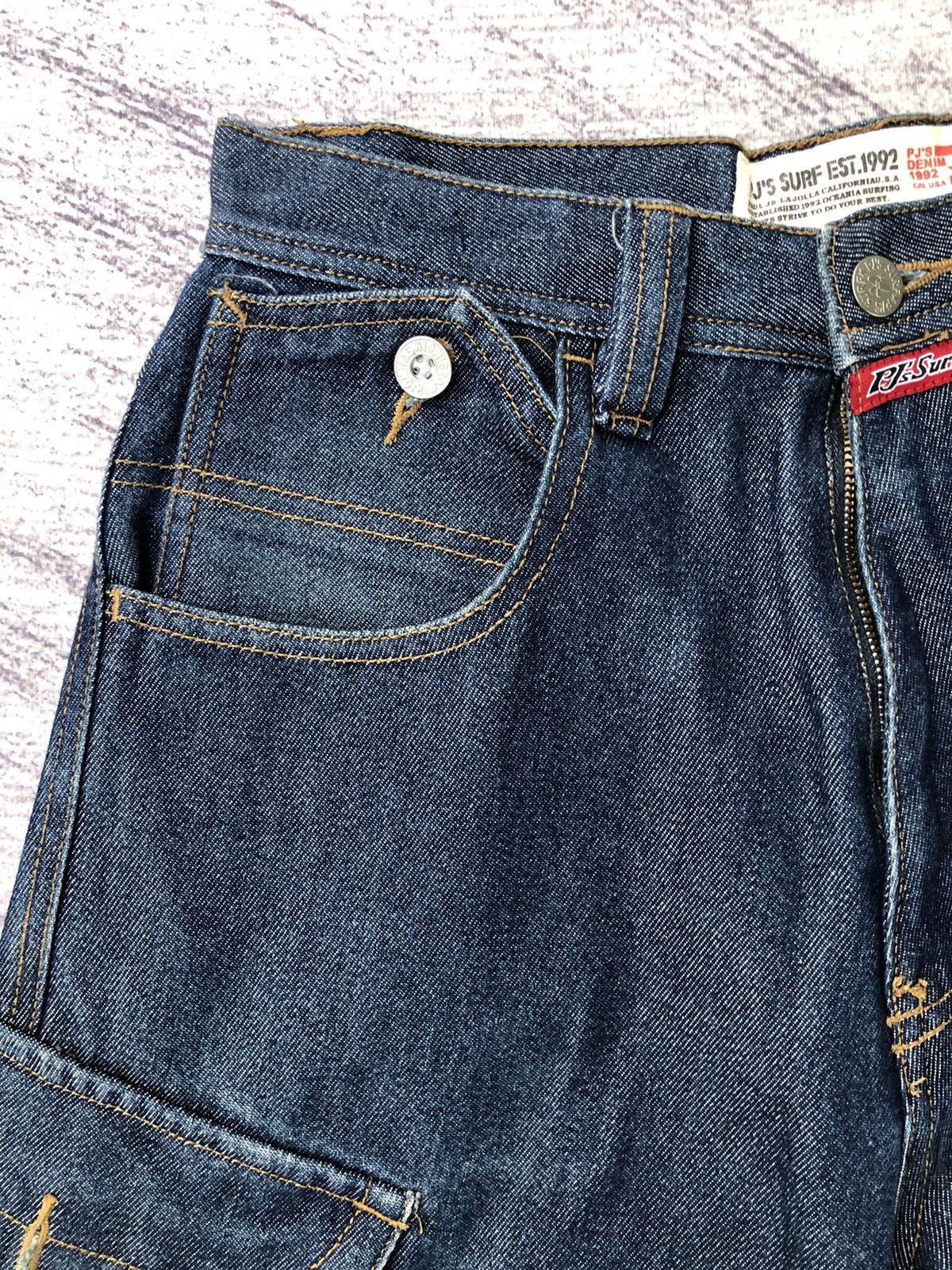 Japanese Brand PJ's Japanese Surfwear Hip Hop Jeans Cargo Shiny Pants Size US 27 - 10 Thumbnail