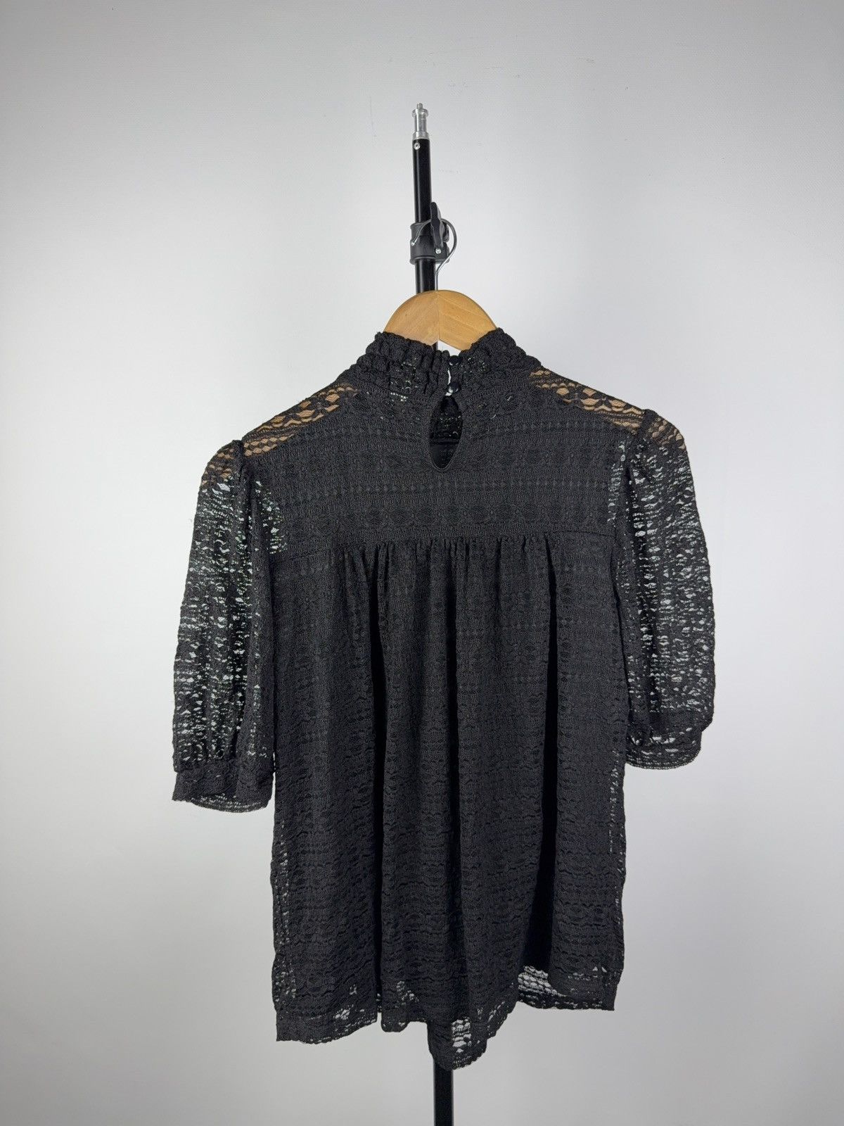 Japanese Brand Victorian Avant Garde Gothic Black Lace Smocked Tunic Dress Size M / US 6-8 / IT 42-44 - 4 Thumbnail
