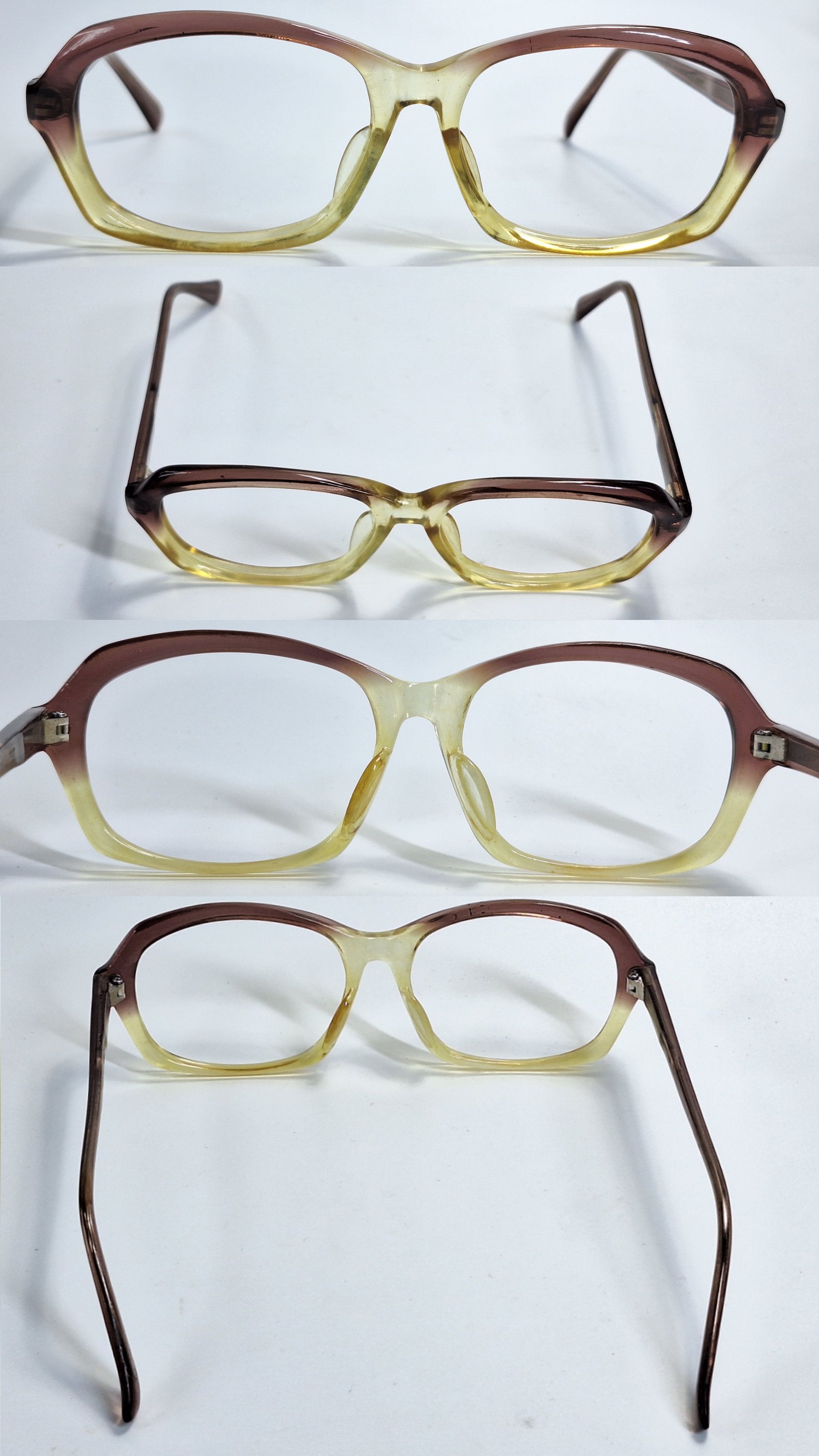 Other Papion 208 Brown Yellow Two-Tone Acetate Eyeglass Frame Size ONE SIZE - 3 Thumbnail