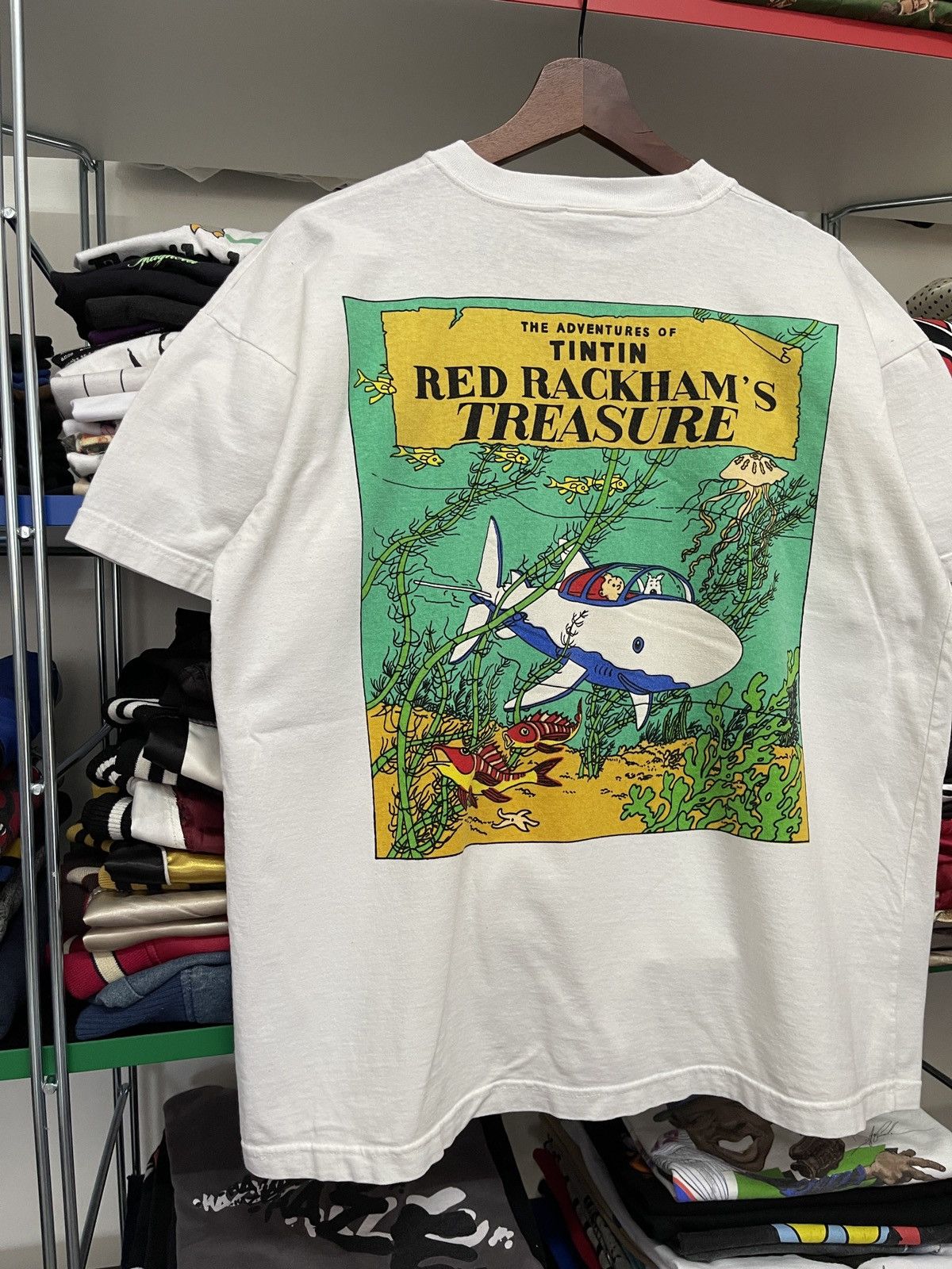 Vintage Vintage 90s The Adventure of Tintin Red Rackham Treasure Tee Size US L / EU 52-54 / 3 - 3 Thumbnail