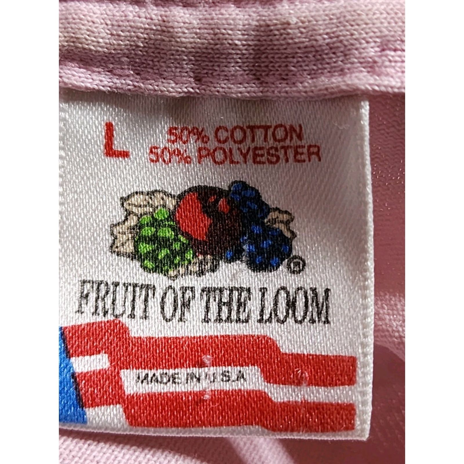Fruit Of The Loom VINTAGE Cross Stitch Style Shirt Unisex L Pink 1990s T-Shirt Graphic Tee Cotton Short Sleeve Distressed Size US L / EU 52-54 / 3 - 8 Thumbnail