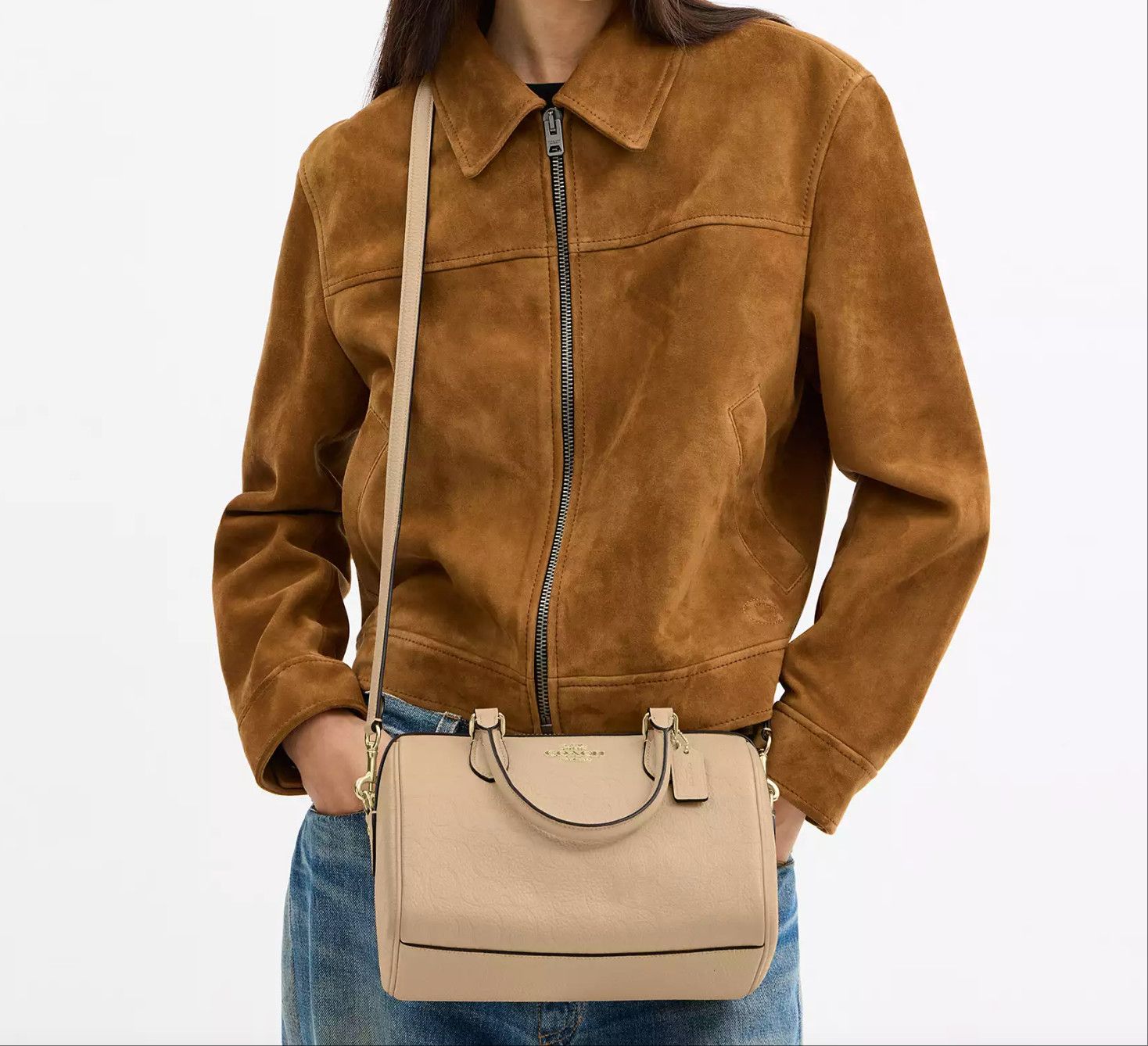Coach Rowan Satchel Bag In Signature Leather CCD50 Oat Size ONE SIZE - 10 Thumbnail