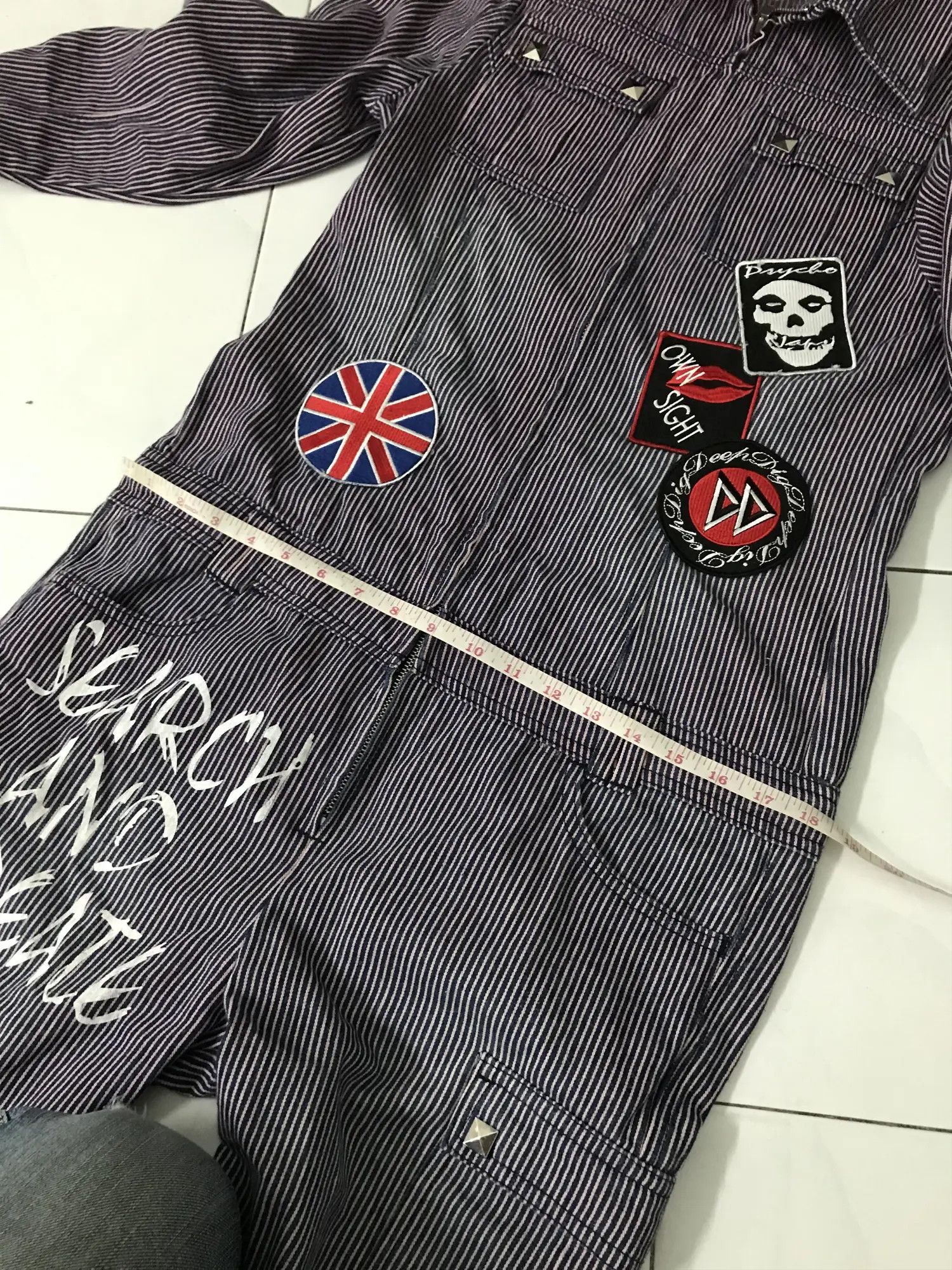 Vintage Punkers Rock Hickory Stripes Overall Denim Size US 36 / EU 52 - 5 Thumbnail