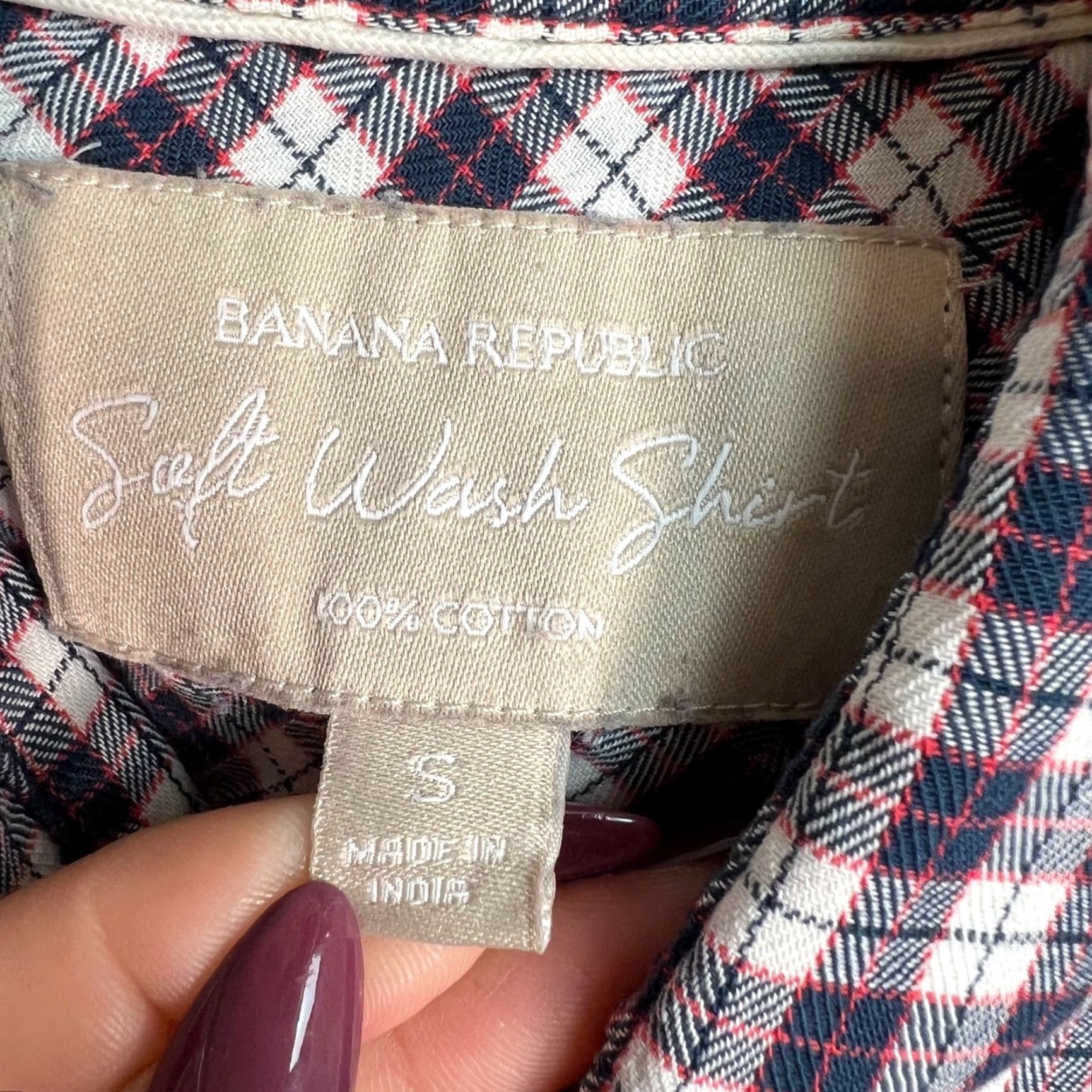 Banana Republic VINTAGE Banana Republic Shirt Plaid 100% Cotton Button-Down Womens Small Red Long Sleeve Collared Womens Size S / US 4 / IT 40 - 3 Thumbnail