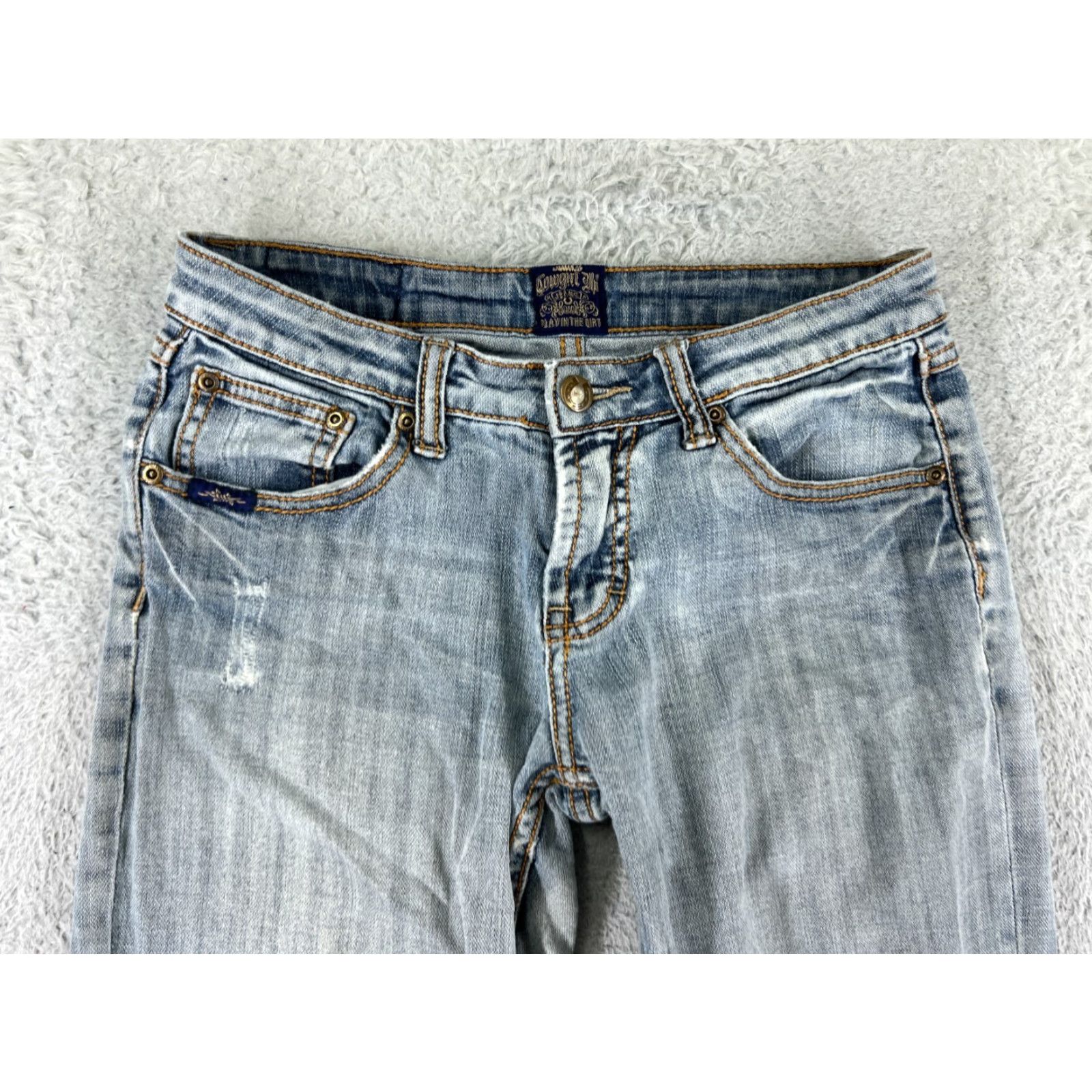Denime Cowgirl Up Jeans Womens 2 Blue Denim Bootcut Distressed Light Wash Size 26" / US 2 / IT 38 - 7 Thumbnail