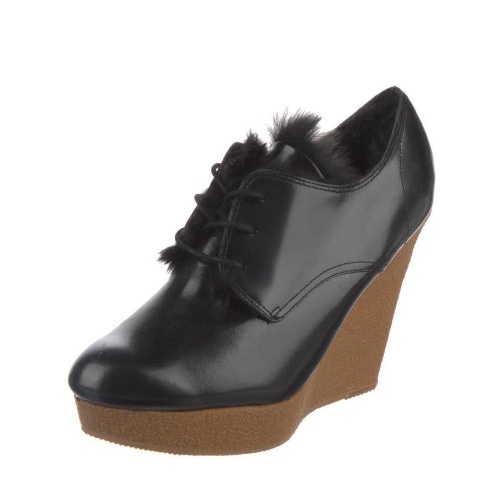 3.1 Phillip Lim 3.1 PHILLIP LIM Black Leather Fur Trim Wedge Pumps Size 10 Size US 10 / IT 40 - 2 Thumbnail