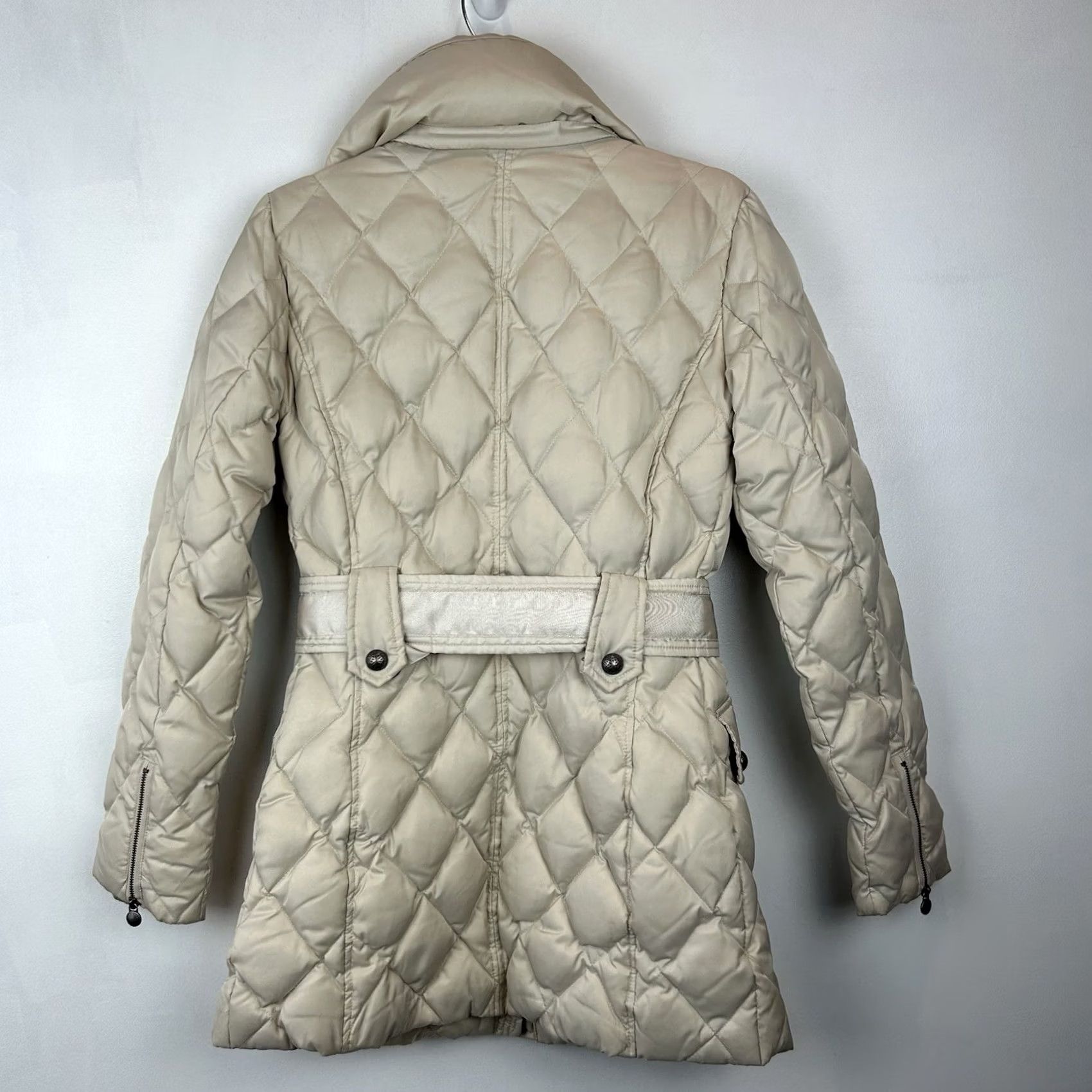 Laundry by Shelli Segal Laundry Down Puffer Coat Womens XS Beige Faux Fur Belted Minimalist Capsule Size S / US 4 / IT 40 - 6 Thumbnail