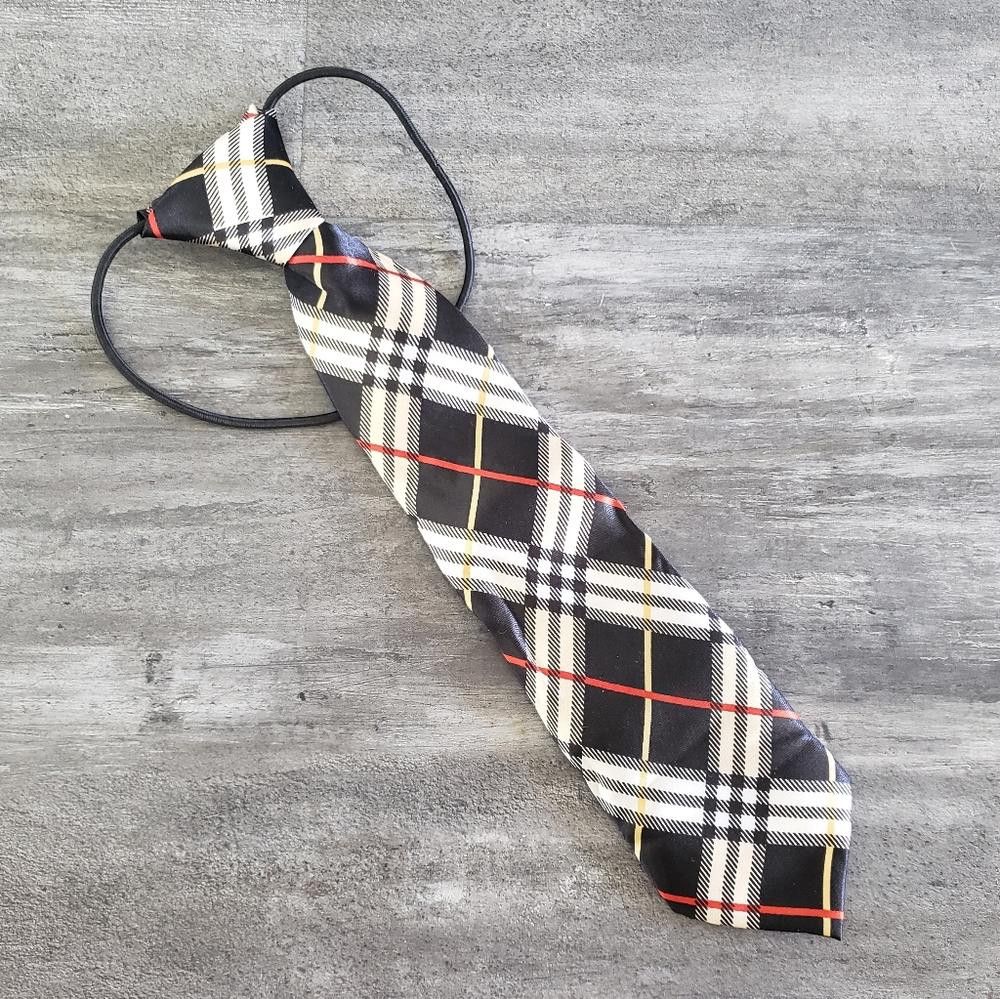 Designer Red Black Plaid Satin Little Boy Tie Size ONE SIZE - 1 Thumbnail