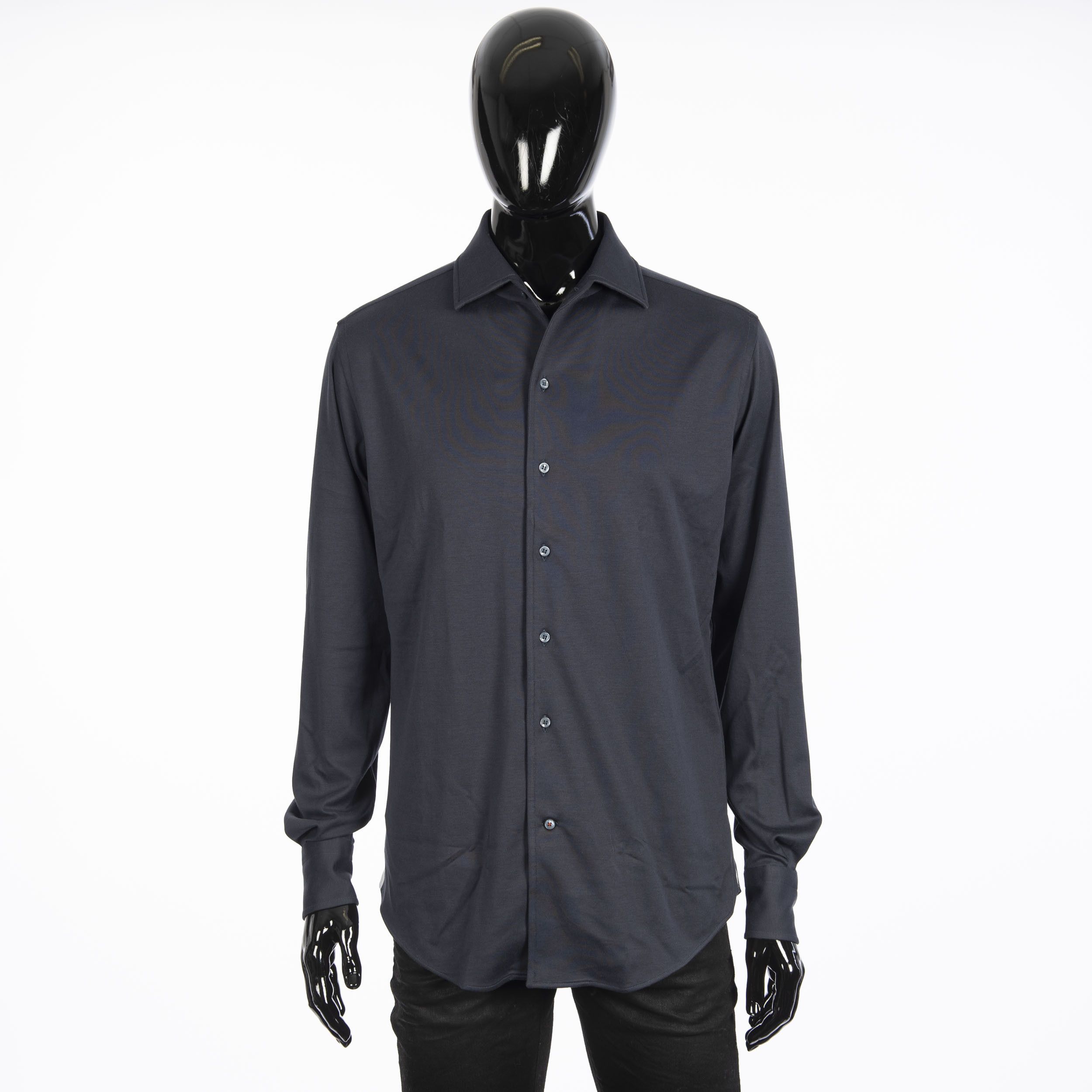 image of Loro Piana Capri Shirt In Dark Gray Cotton Jersey in Grey, Men's (Size XS)