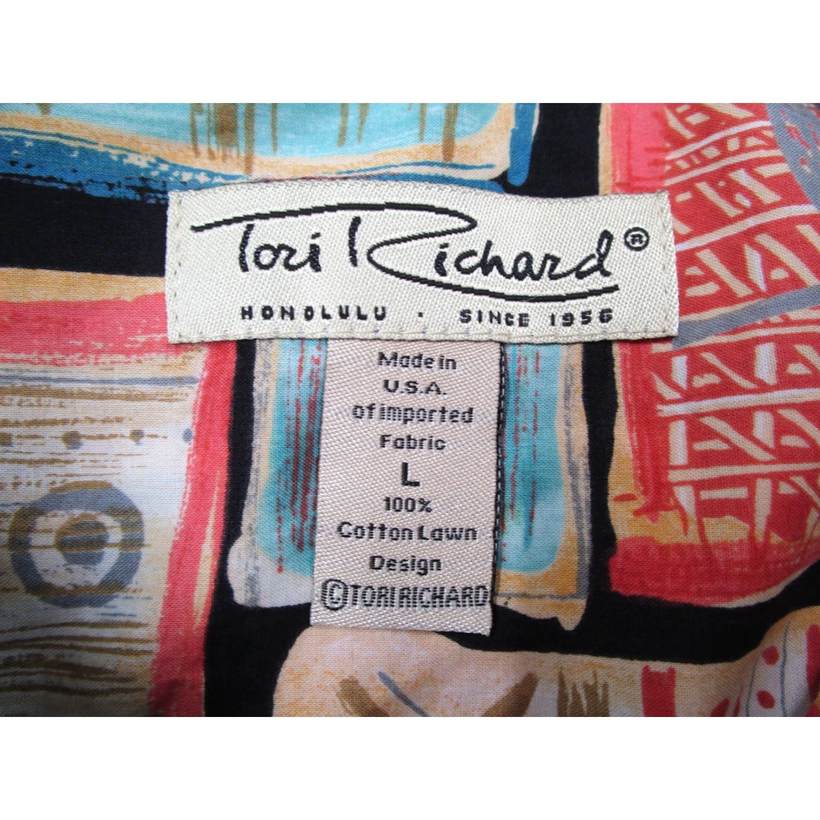 Tori Richard Tori Richard Shirt Mens Large Multicolor Cotton Lawn Hawaiian Camp Made in USA Size US L / EU 52-54 / 3 - 3 Thumbnail