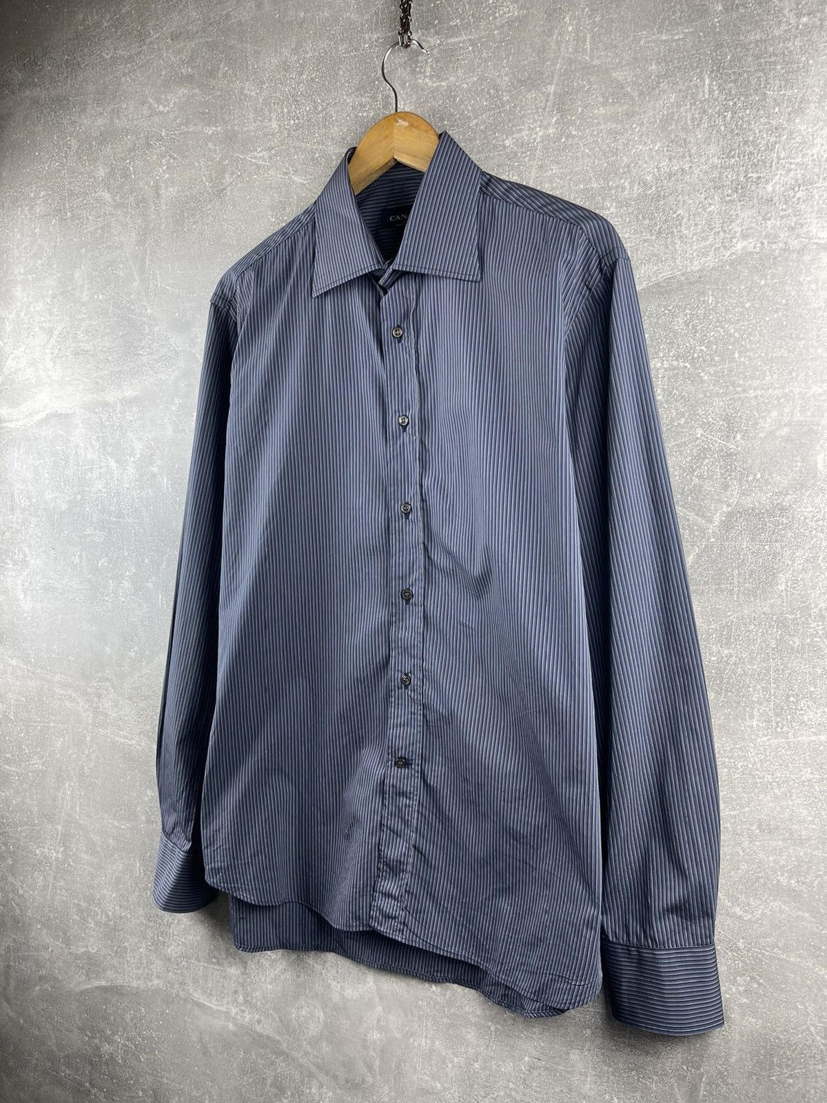 Canali CANALI Luxury Blue Dress Striped Shirt 100% Cotton Size US XS / EU 42 / 0 - 3 Thumbnail